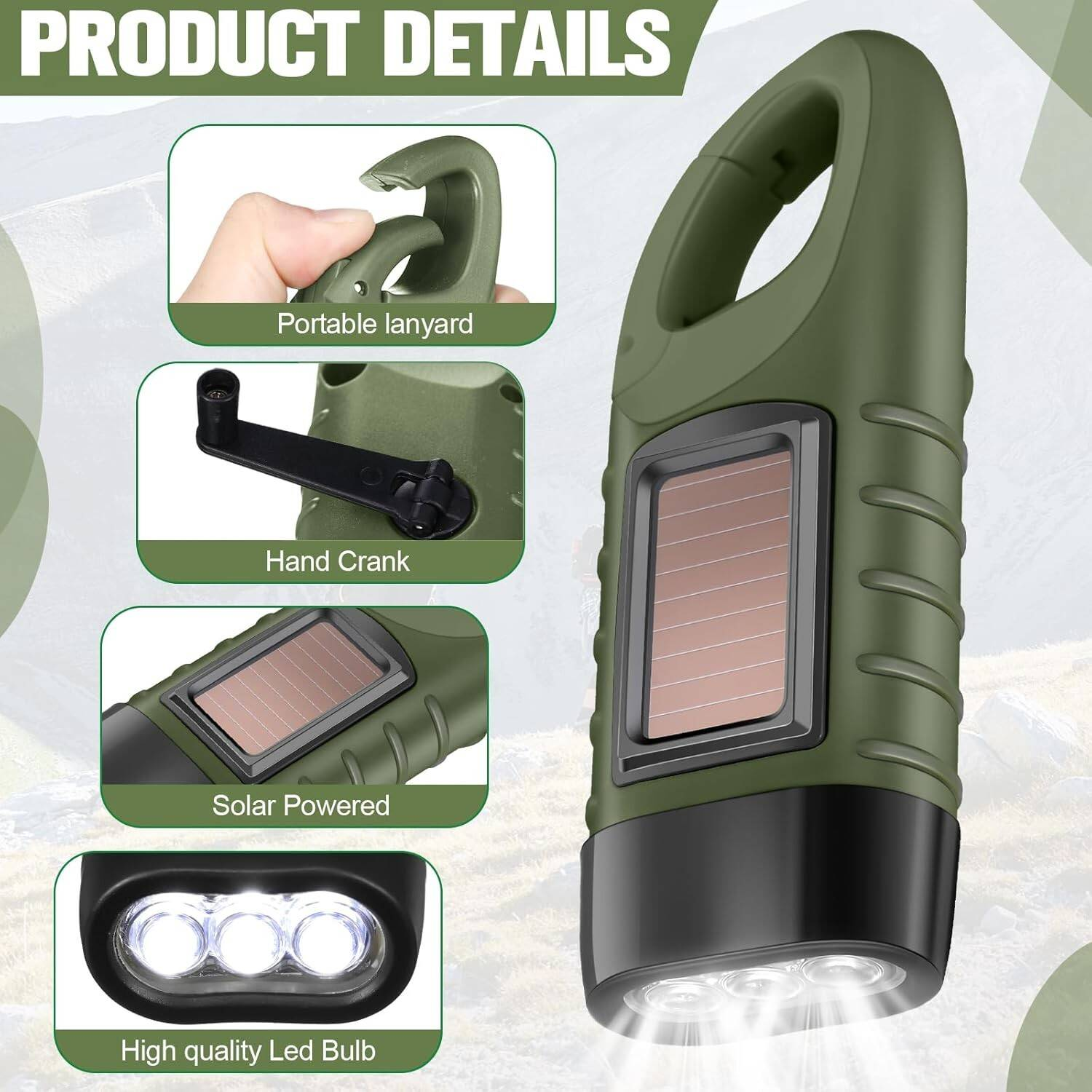 Torch Set Solar Hand Crank