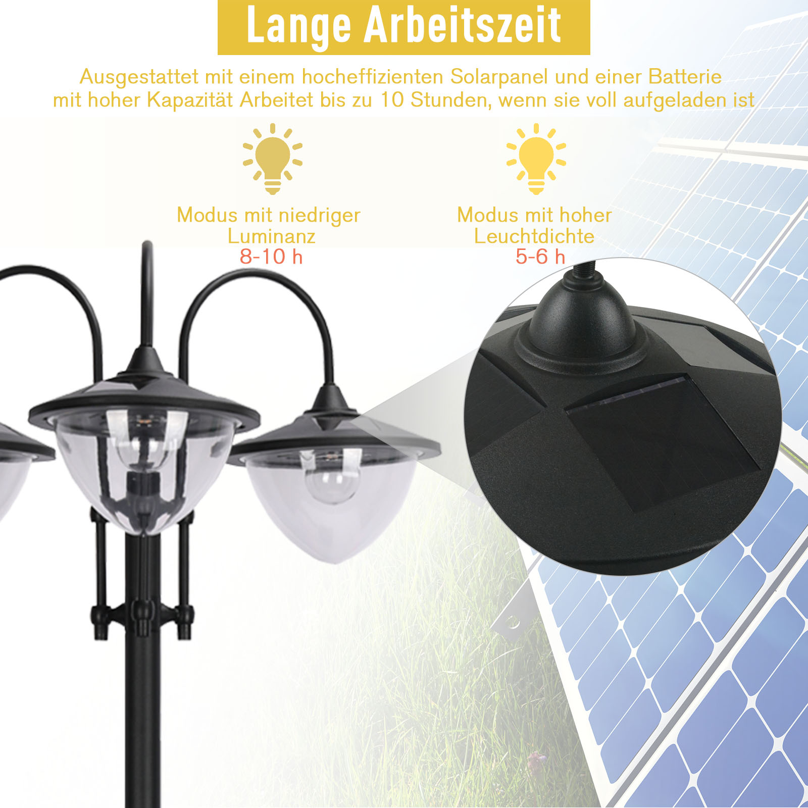 Solar Garden Lantern Metal Stehleuchte