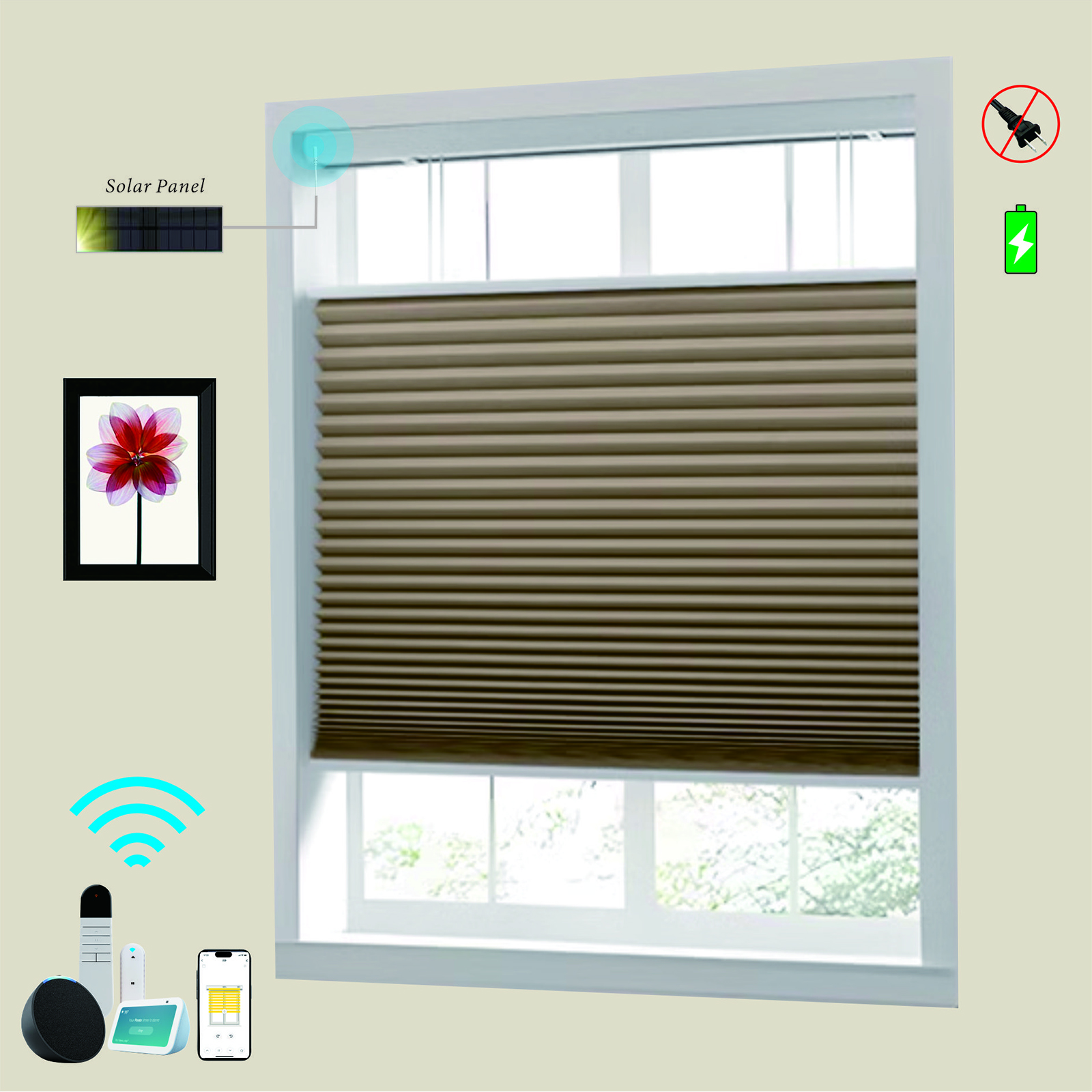 Motorized Shades With Remote Control And Solar