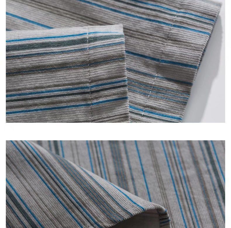 Japanese Style Striped Vintage Short Sleeve Shirt For Men