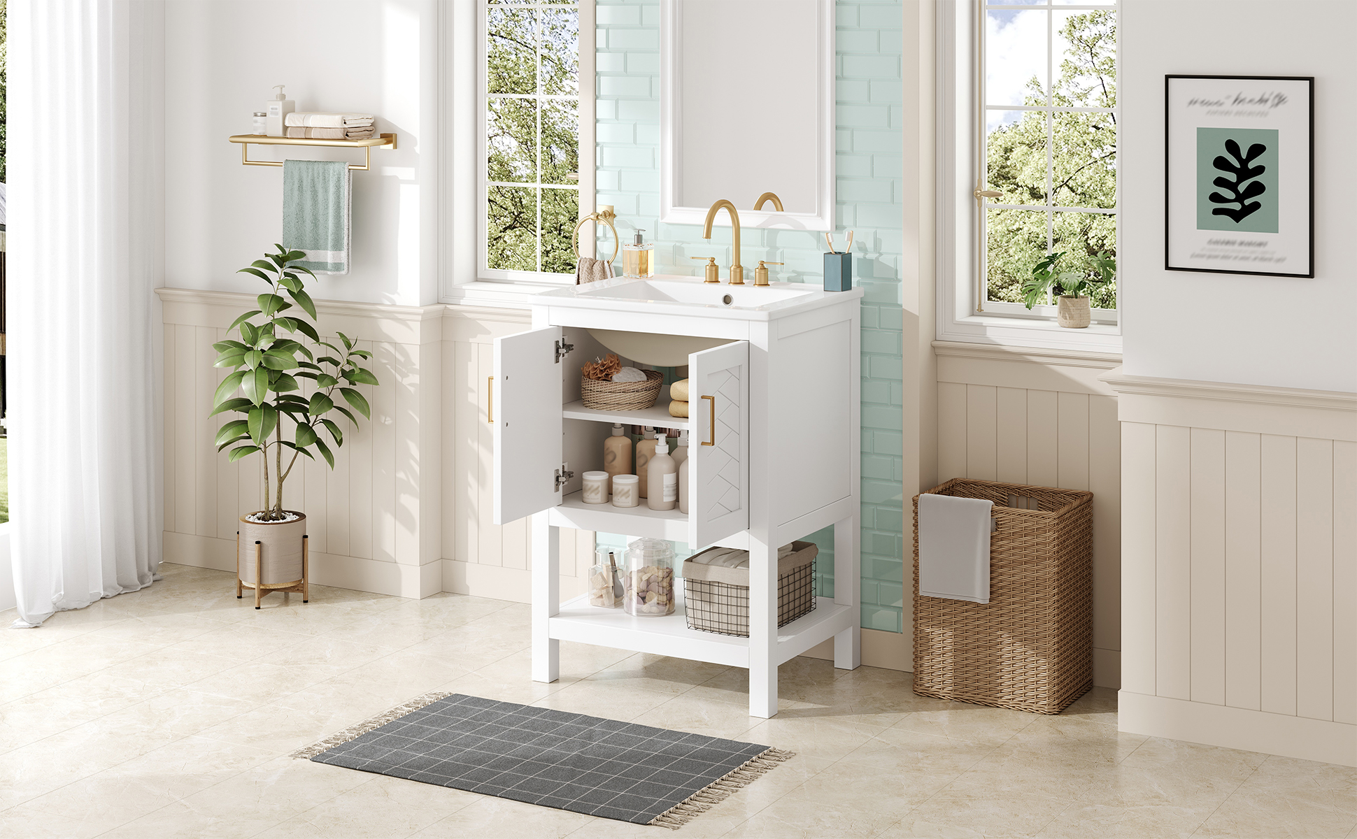 Modern Bathroom Vanity with Soft-Close Hinges