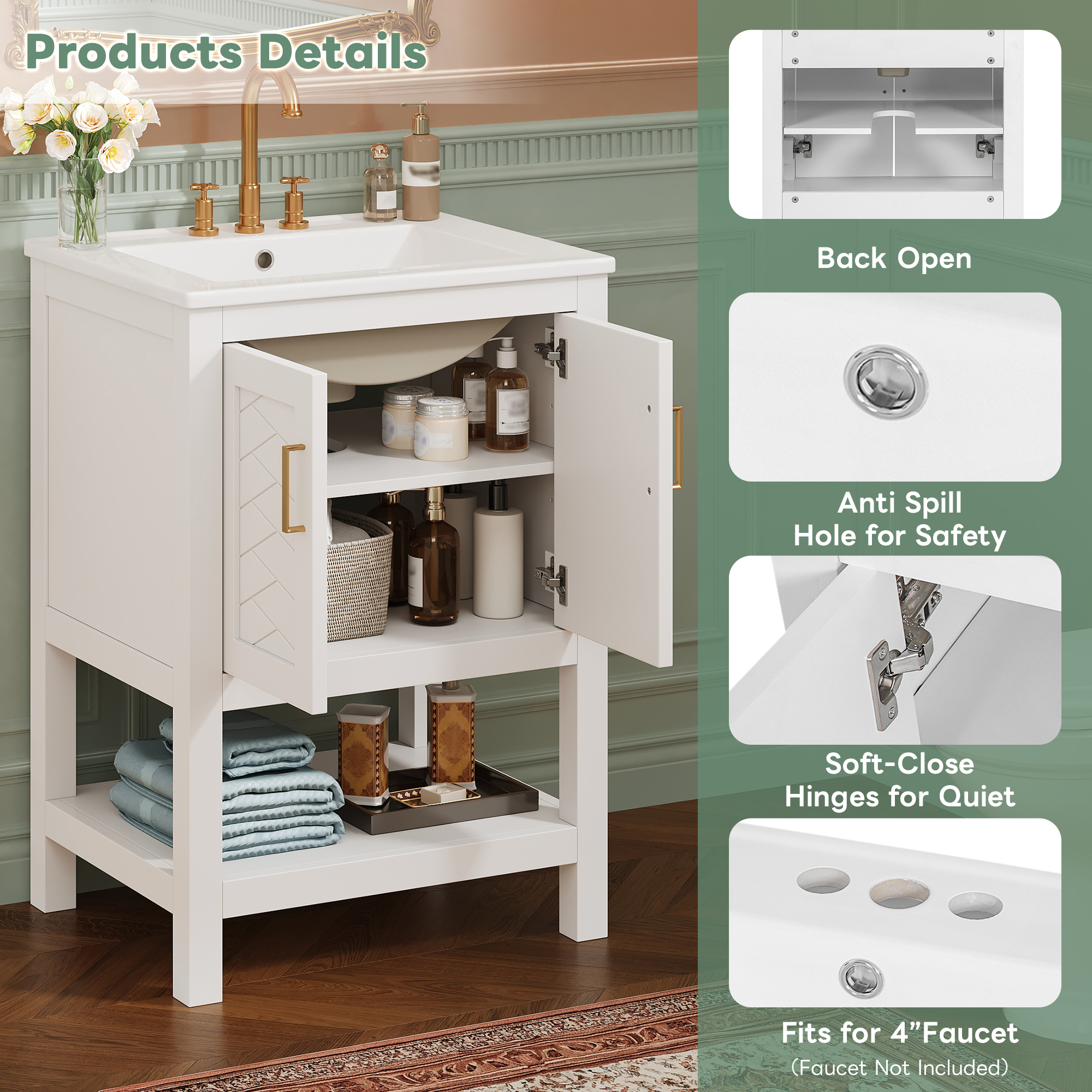 Modern Bathroom Vanity with Soft-Close Hinges
