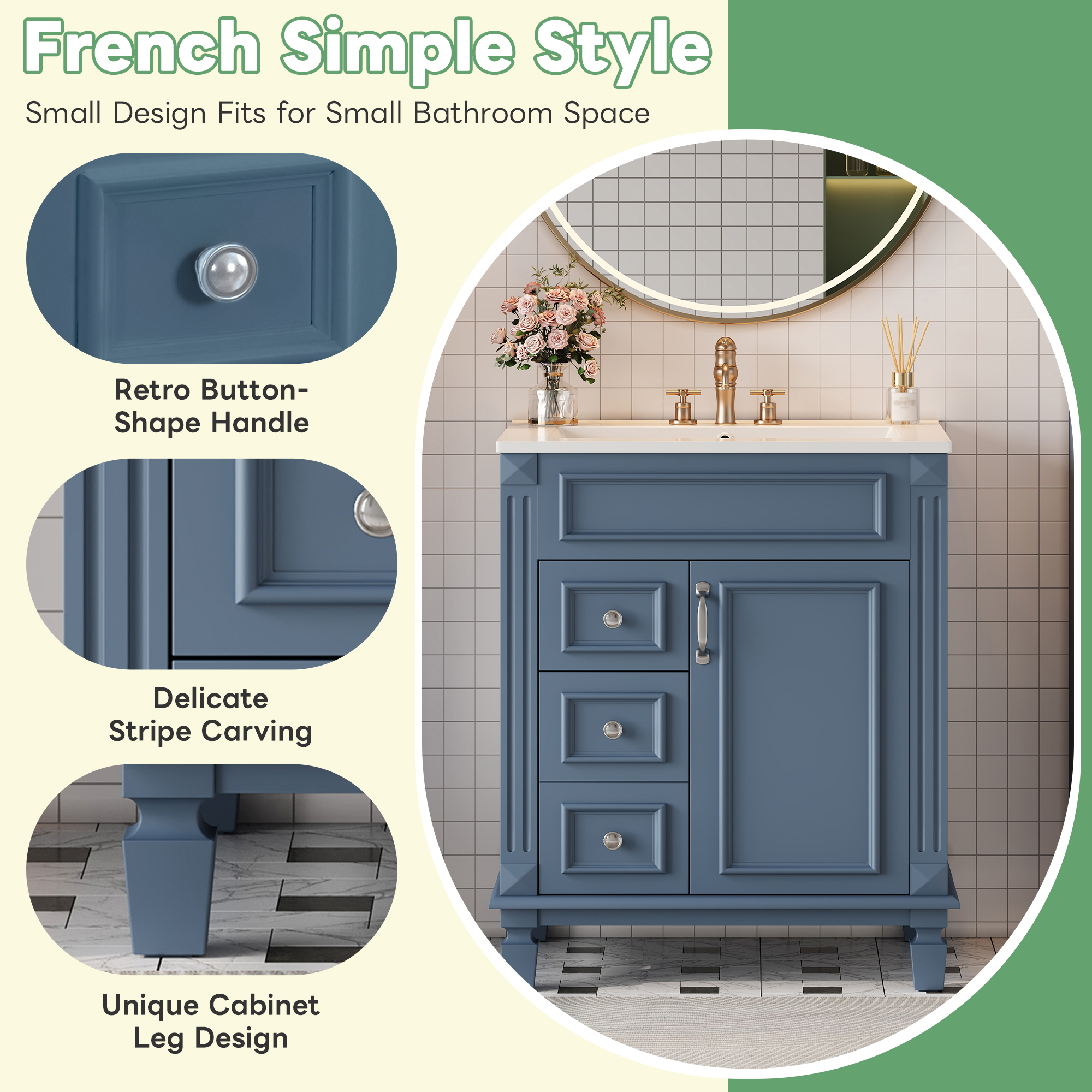 24 Bathroom Vanity Ceramic Sink