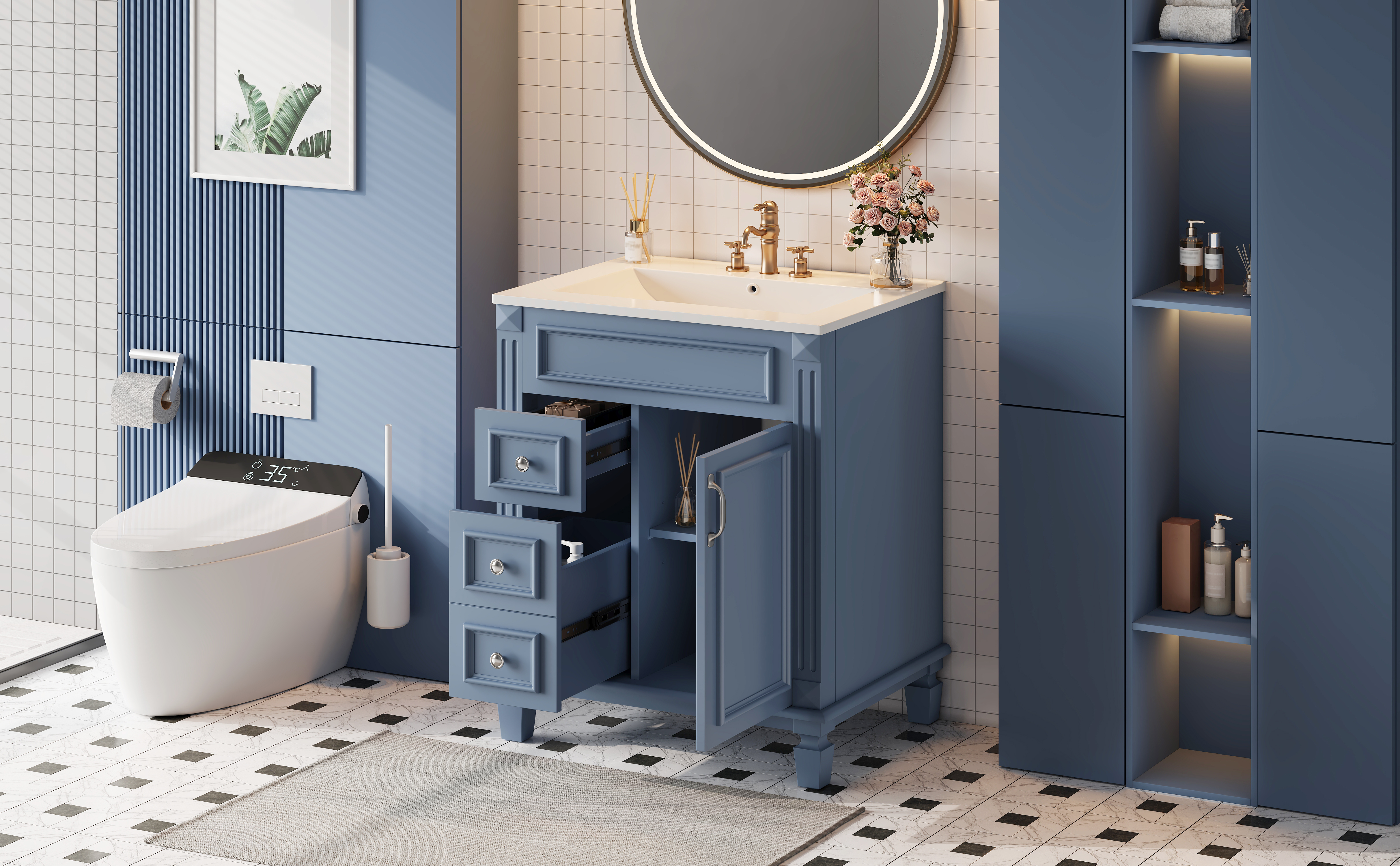24 Bathroom Vanity Ceramic Sink