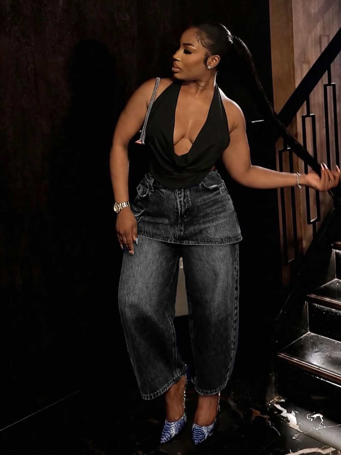 Retro Wide-Leg Denim Jeans