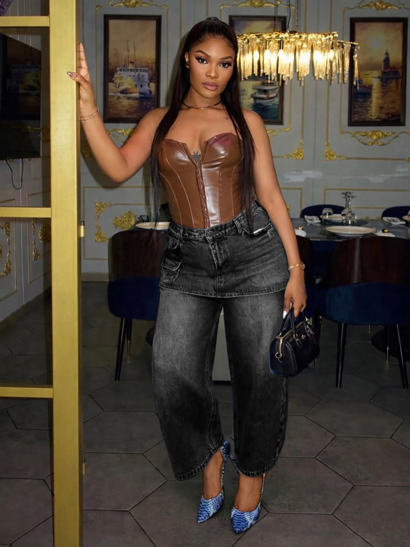 Retro Wide-Leg Denim Jeans