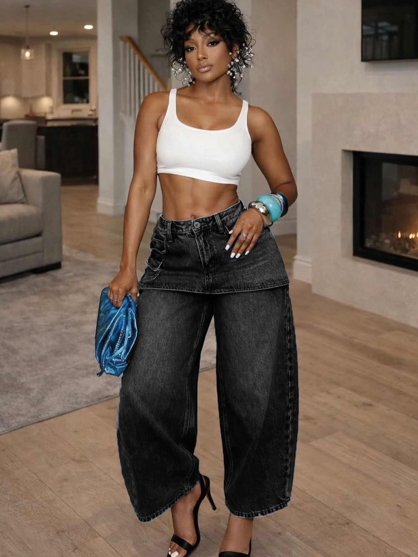 Retro Wide-Leg Denim Jeans