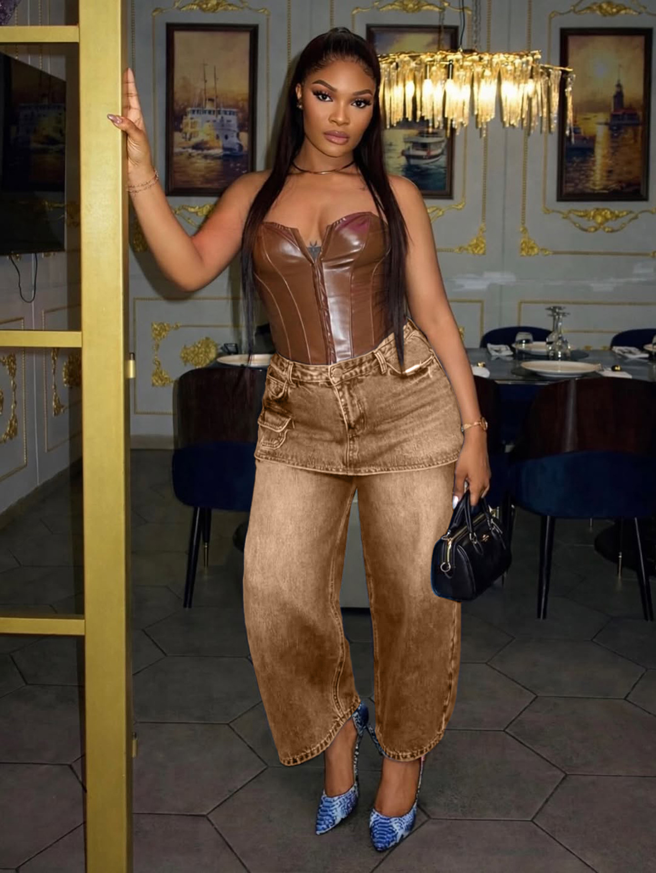 Retro Wide-Leg Denim Jeans