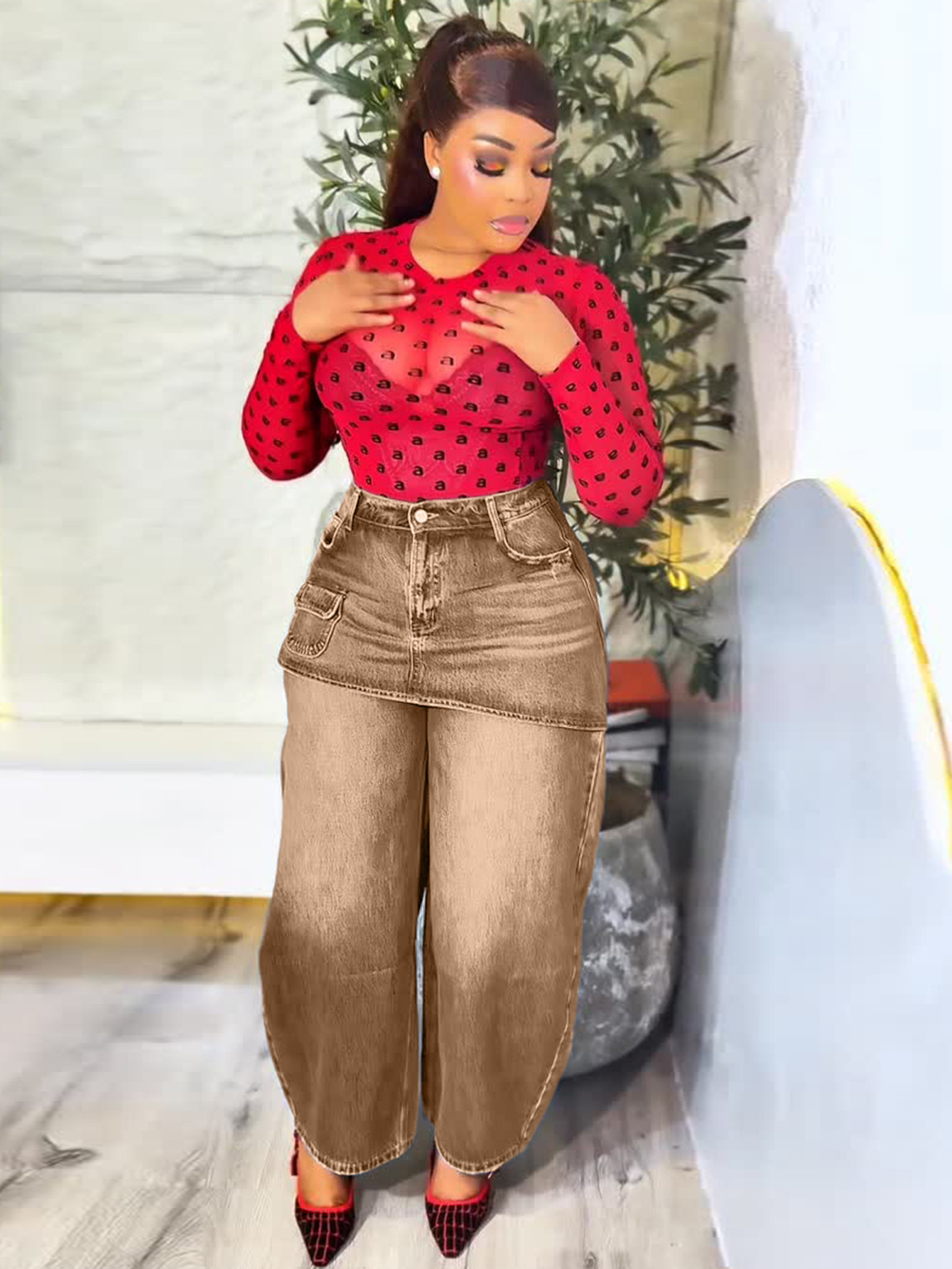 Retro Wide-Leg Denim Jeans