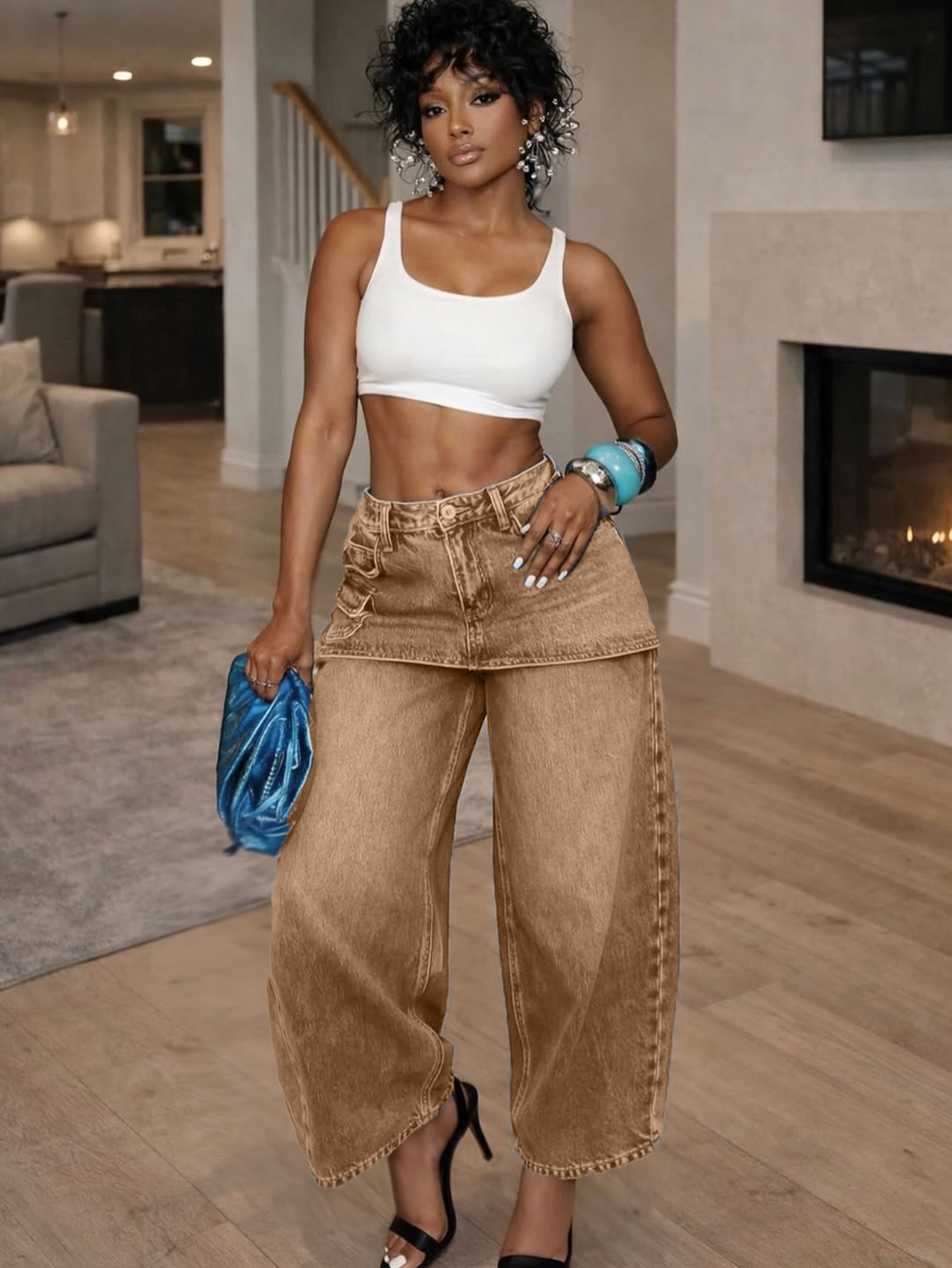 Retro Wide-Leg Denim Jeans