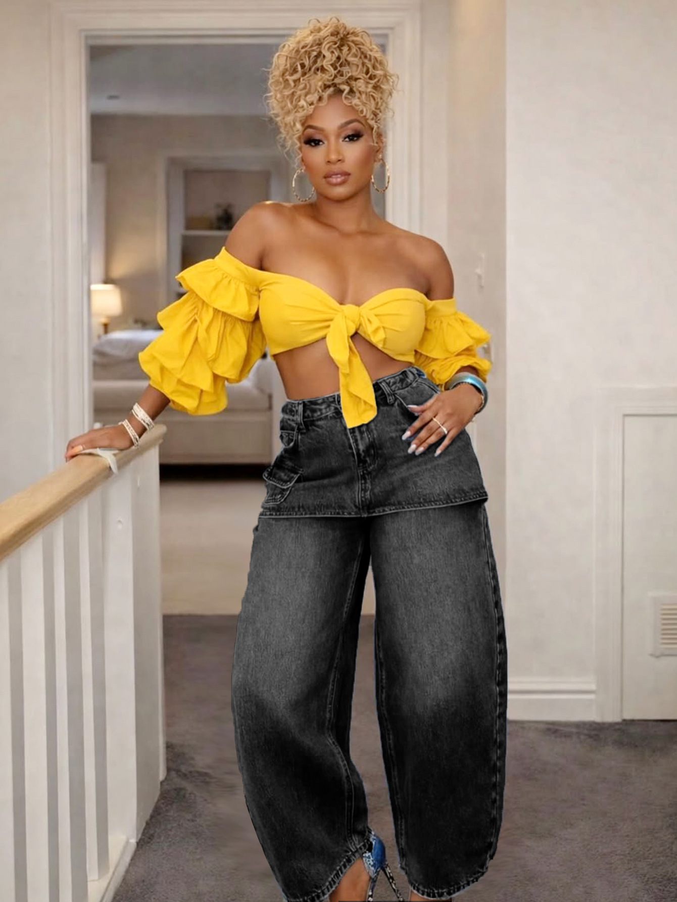Retro Wide-Leg Denim Jeans