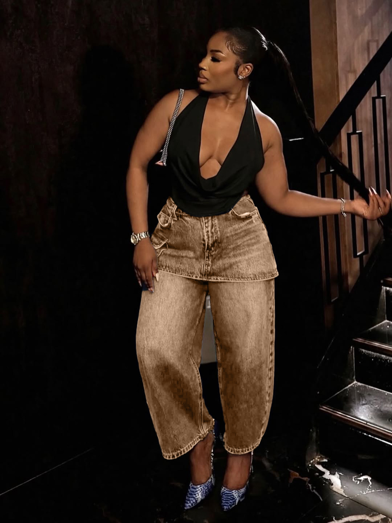 Retro Wide-Leg Denim Jeans