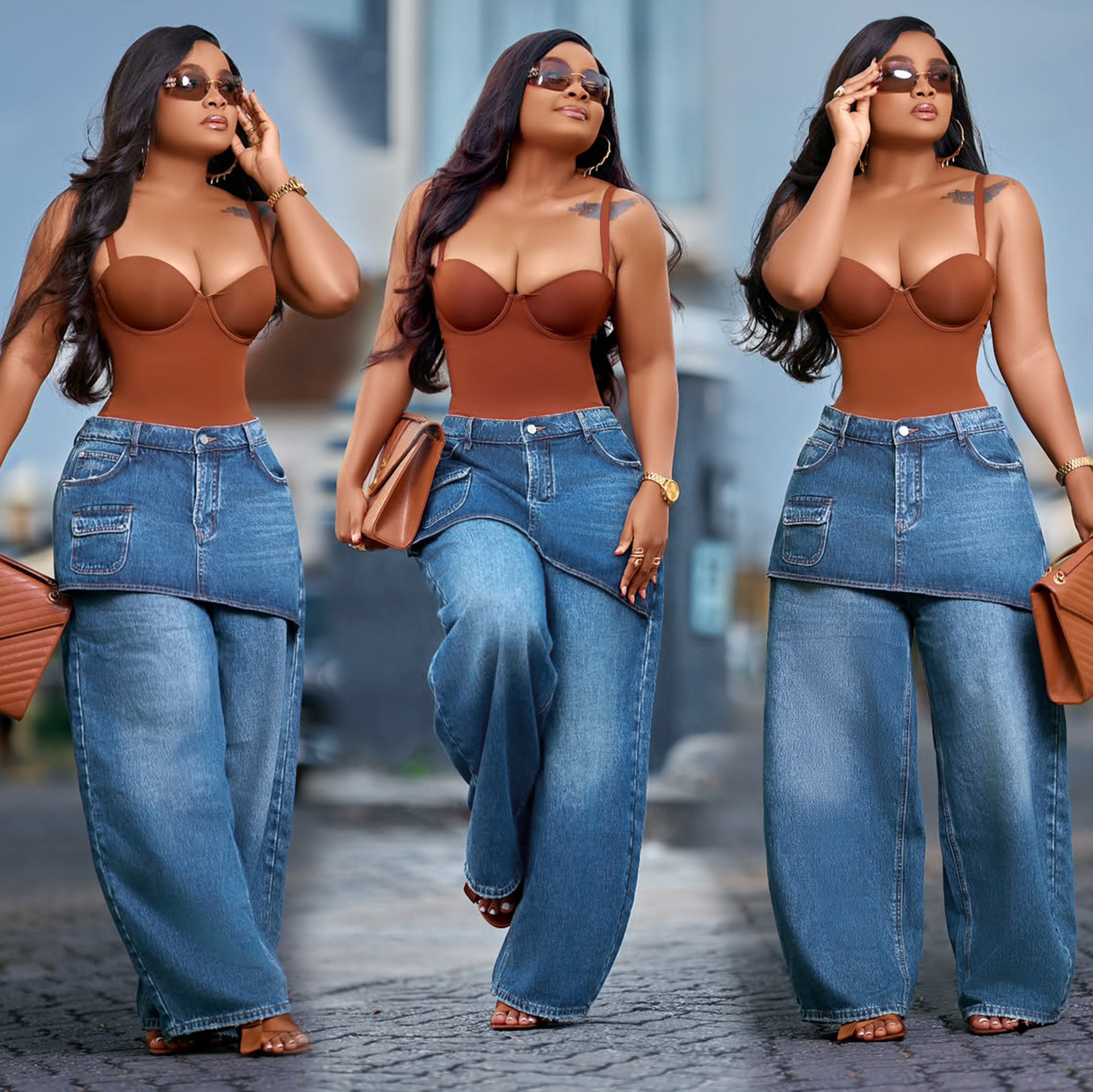 Retro Wide-Leg Denim Jeans