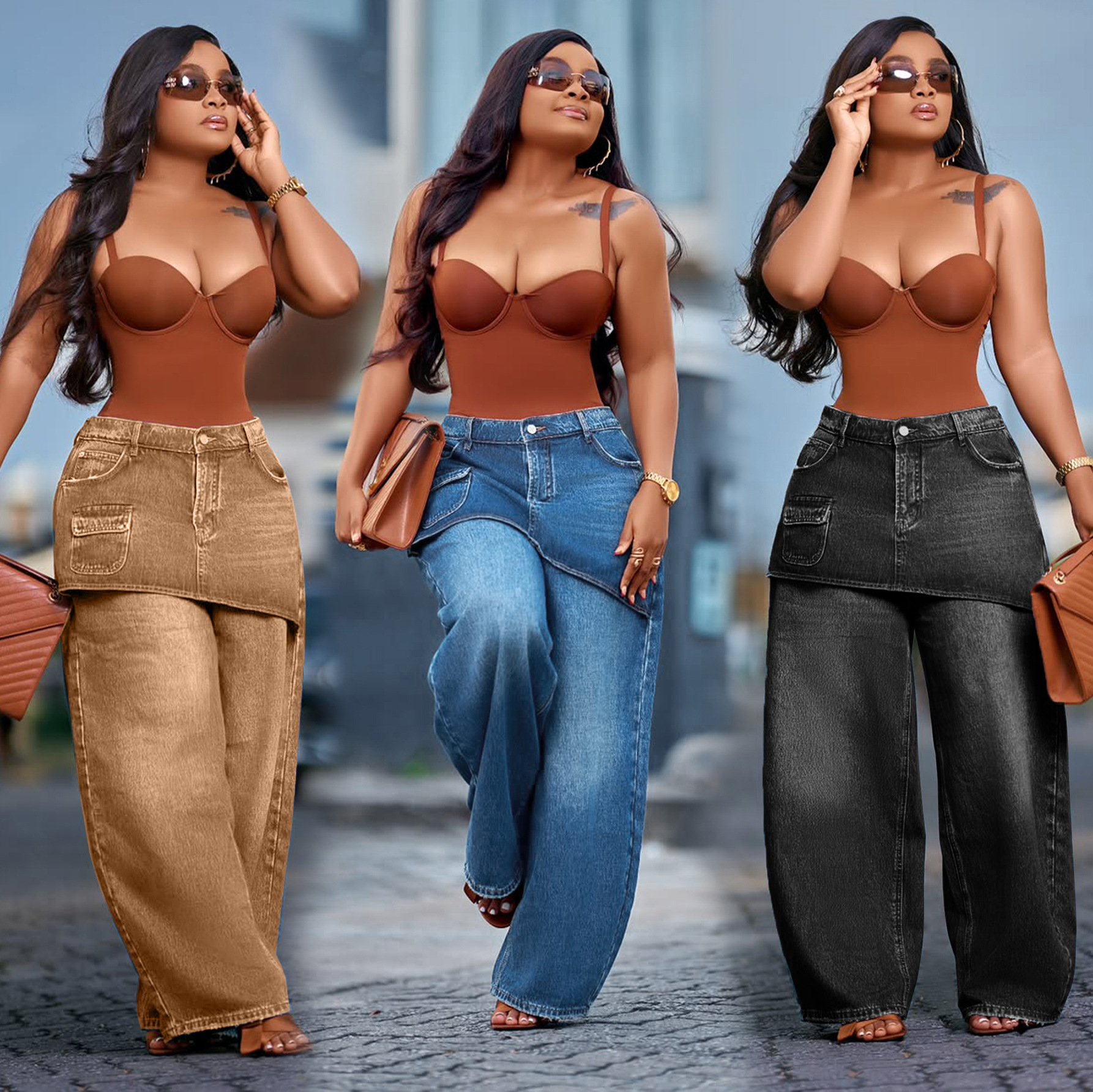 Retro Wide-Leg Denim Jeans