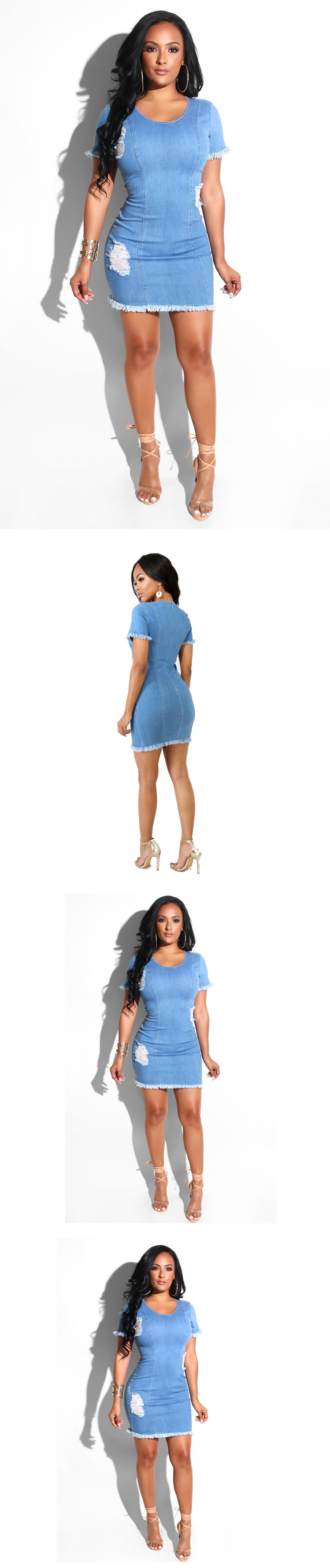 Denim Tassel-Trim Dress