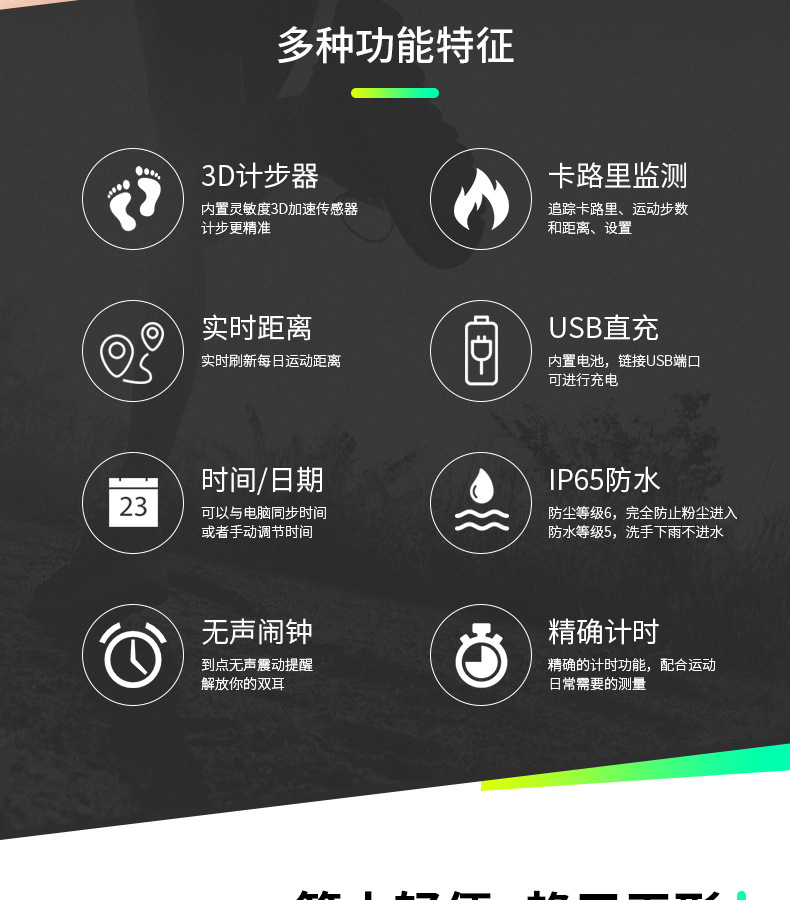 Fitness Smart Bracelet, Waterproof Pedometer