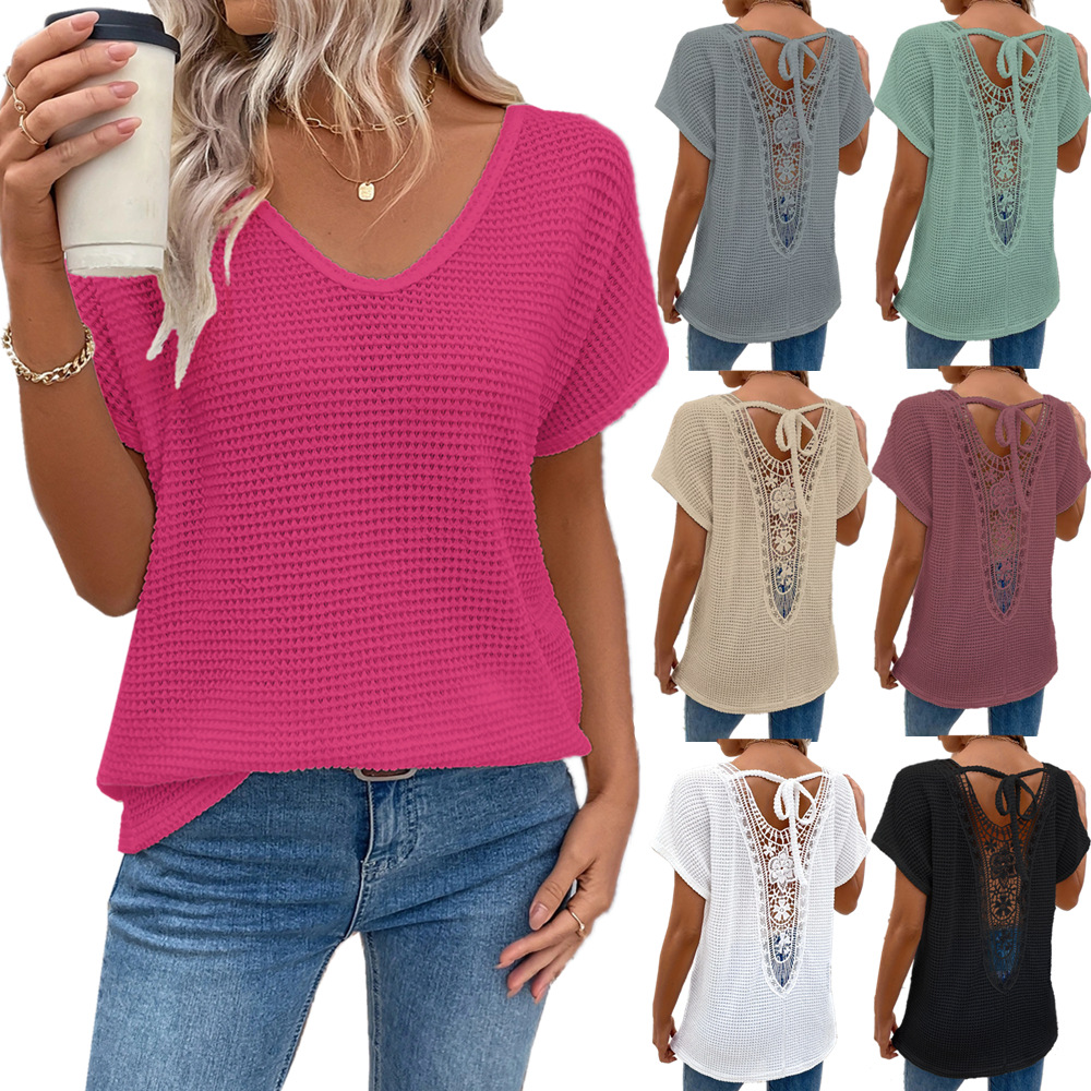 Womens Lace V-Neck T-Shirt
