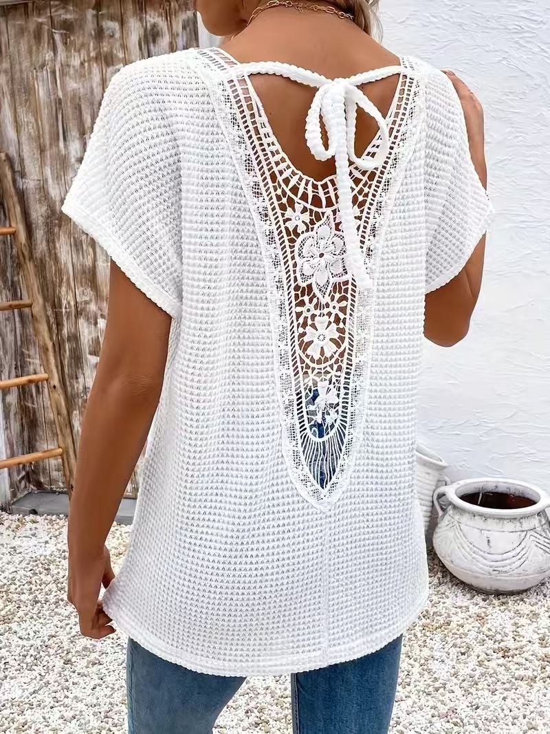 Womens Lace V-Neck T-Shirt