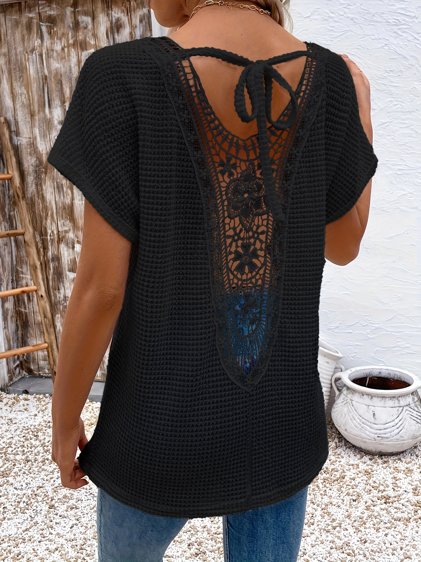Womens Lace V-Neck T-Shirt