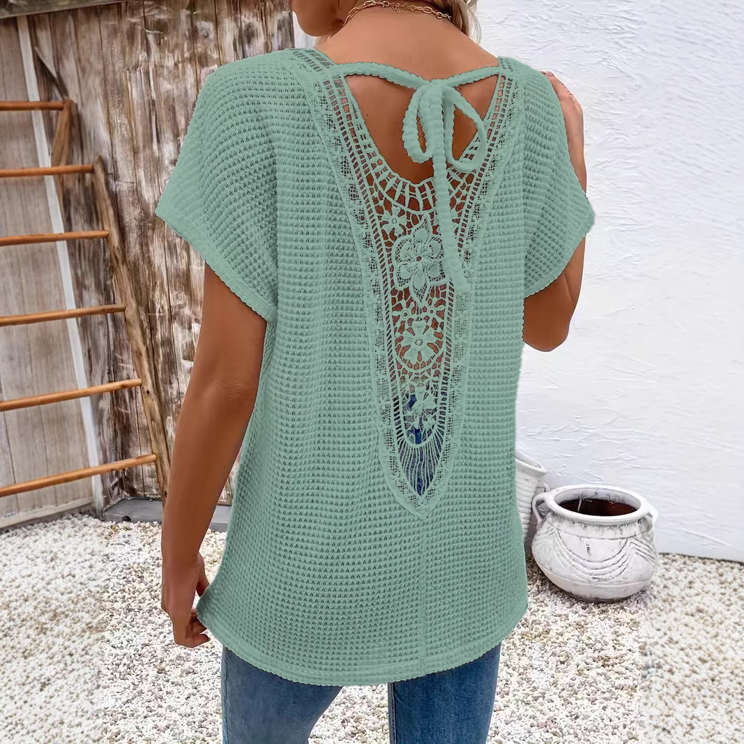 Womens Lace V-Neck T-Shirt
