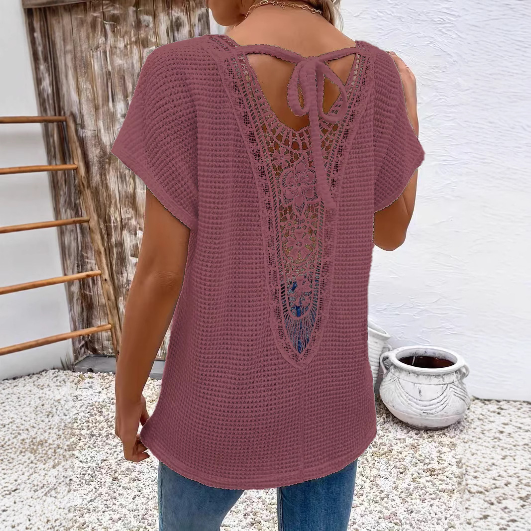 Womens Lace V-Neck T-Shirt