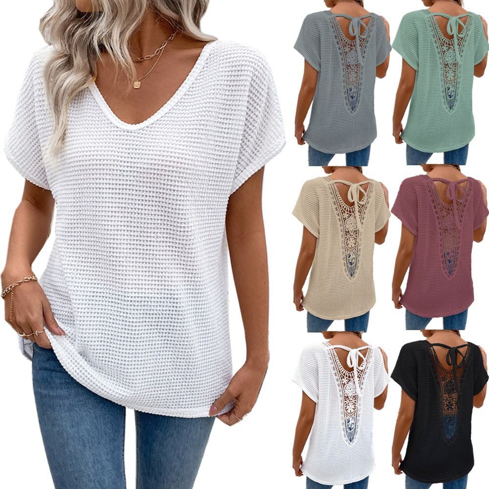 Womens Lace V-Neck T-Shirt