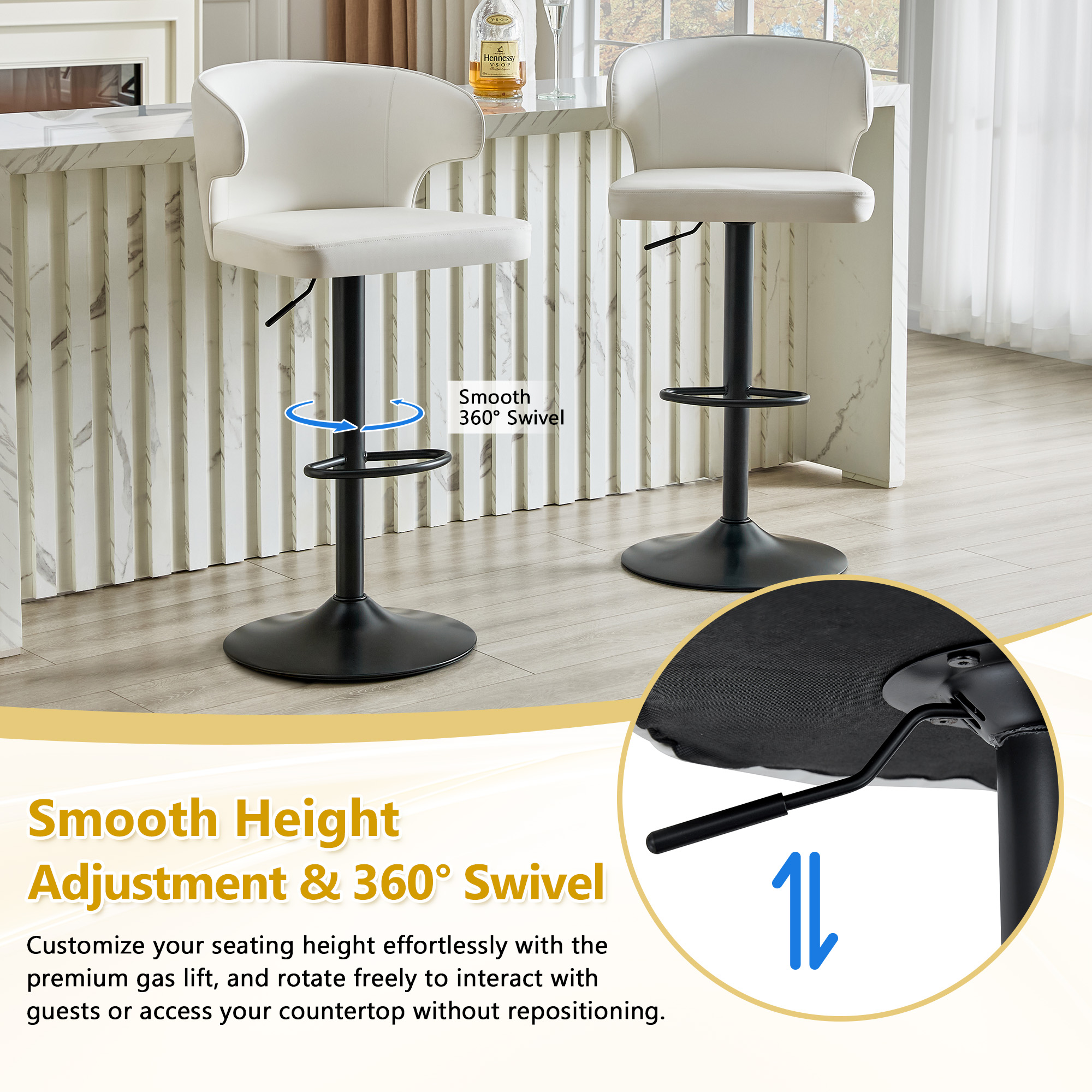 Bar Chair, Rotating Adjustable with PU Leather