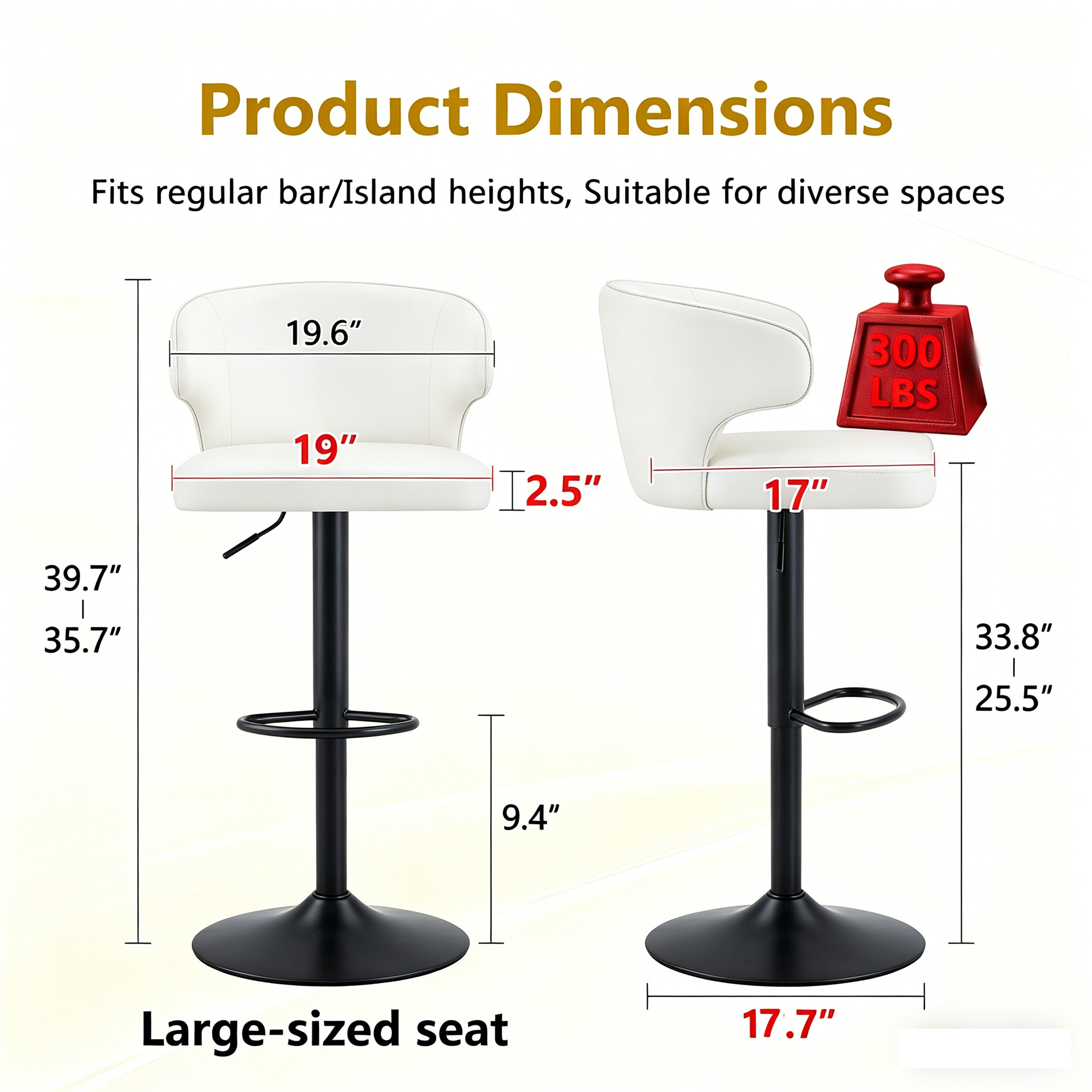 Bar Chair, Rotating Adjustable with PU Leather