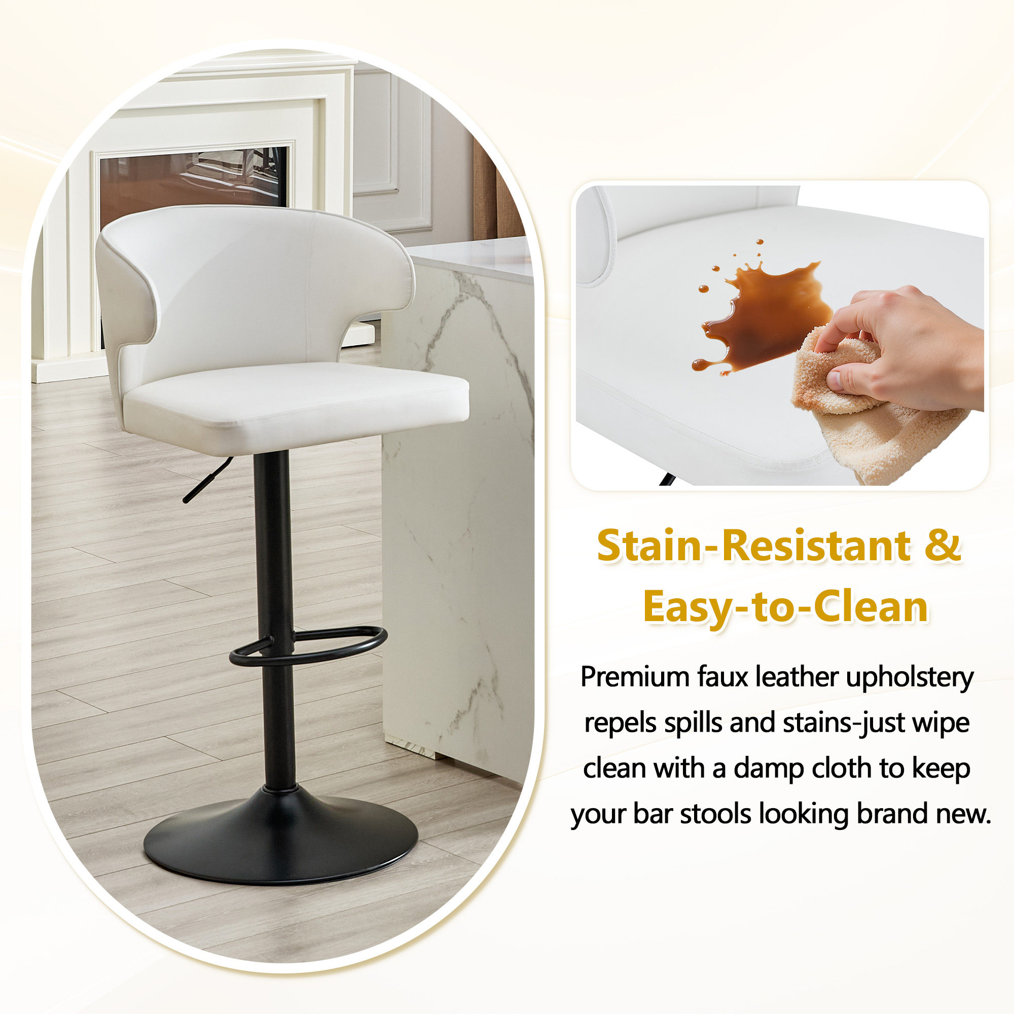 Bar Chair, Rotating Adjustable with PU Leather