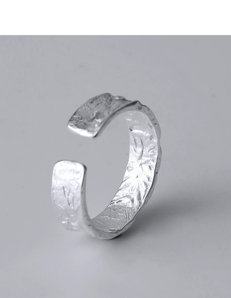 Silver Ring, Broken Texture Minimalist
