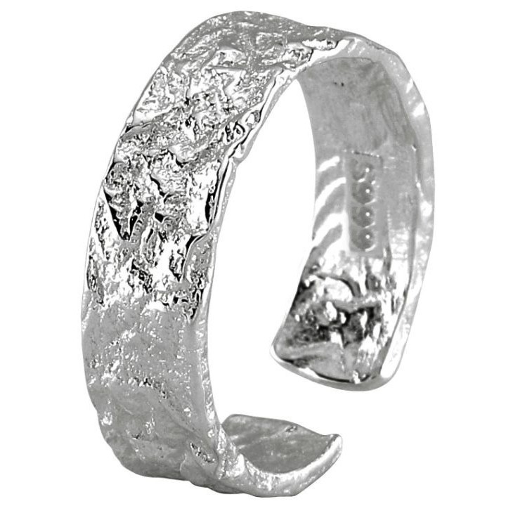 Silver Ring, Broken Texture Minimalist