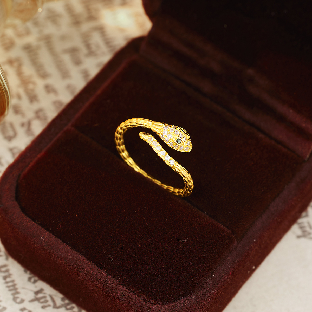 S925 Sterling Silver Gold Plated Snake Ring