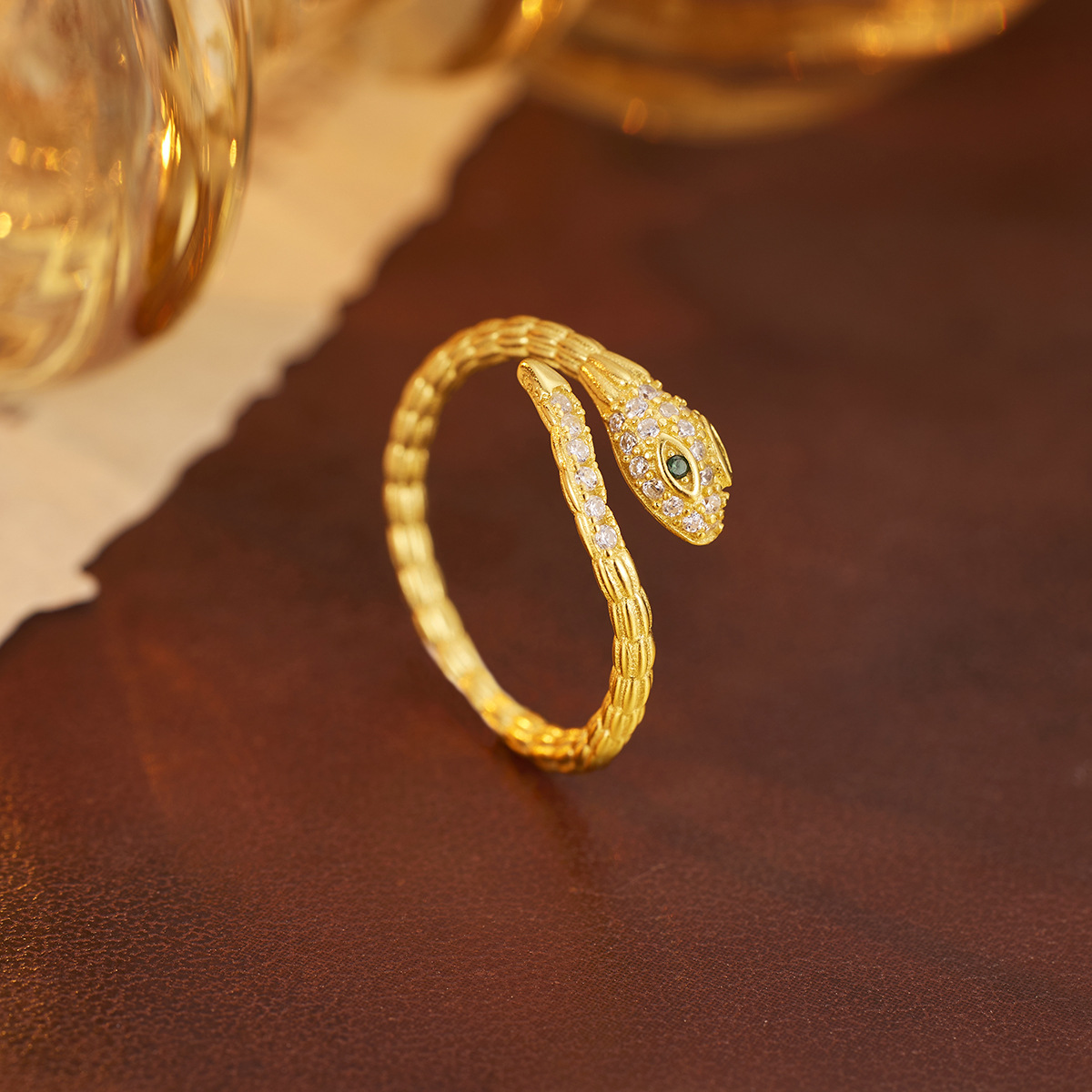 S925 Sterling Silver Gold Plated Snake Ring