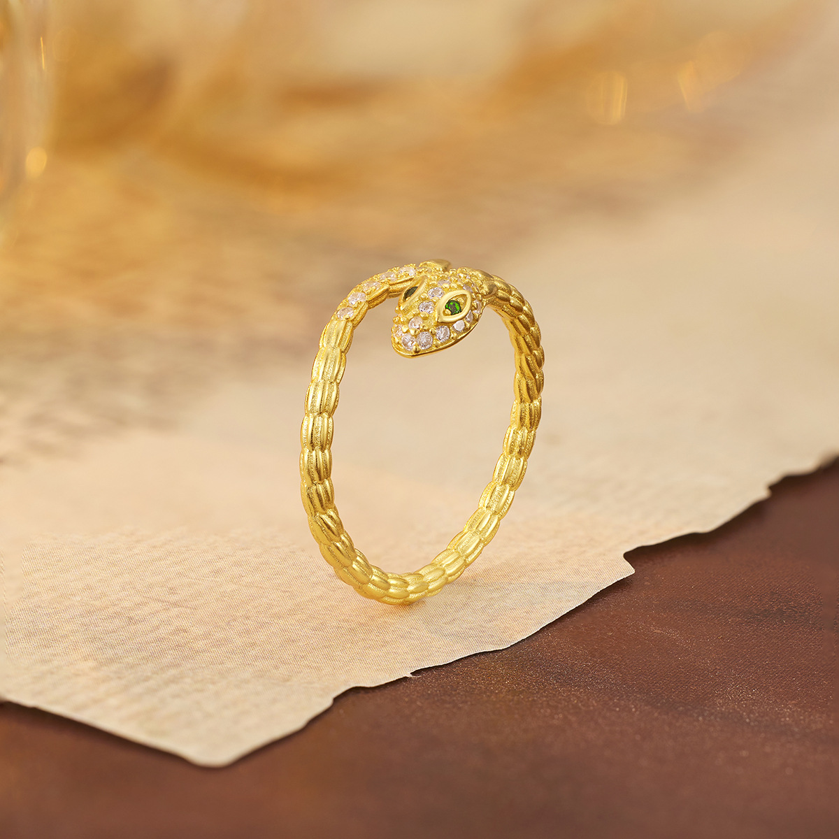 S925 Sterling Silver Gold Plated Snake Ring