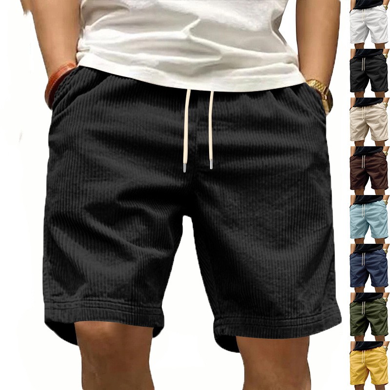 Mens Corduroy Shorts Casual Versatile Lightweight