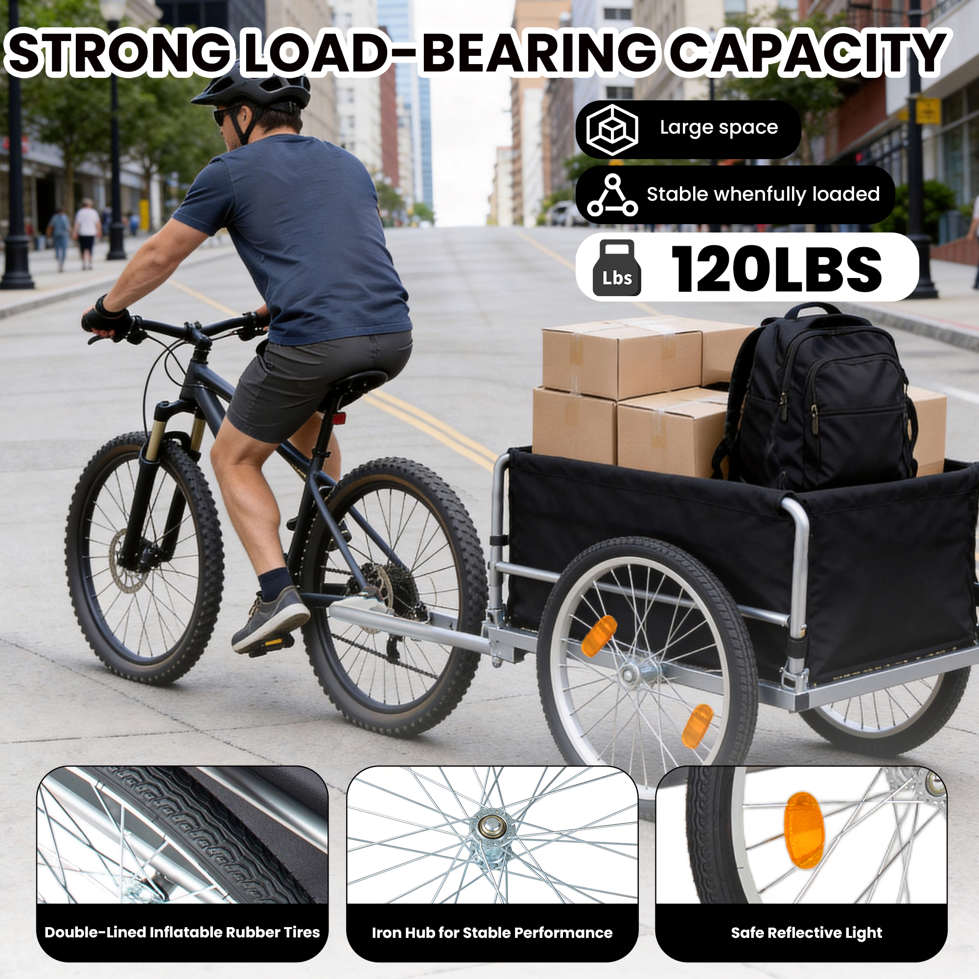 Foldable Bike Cargo Trailer With Removable Cover