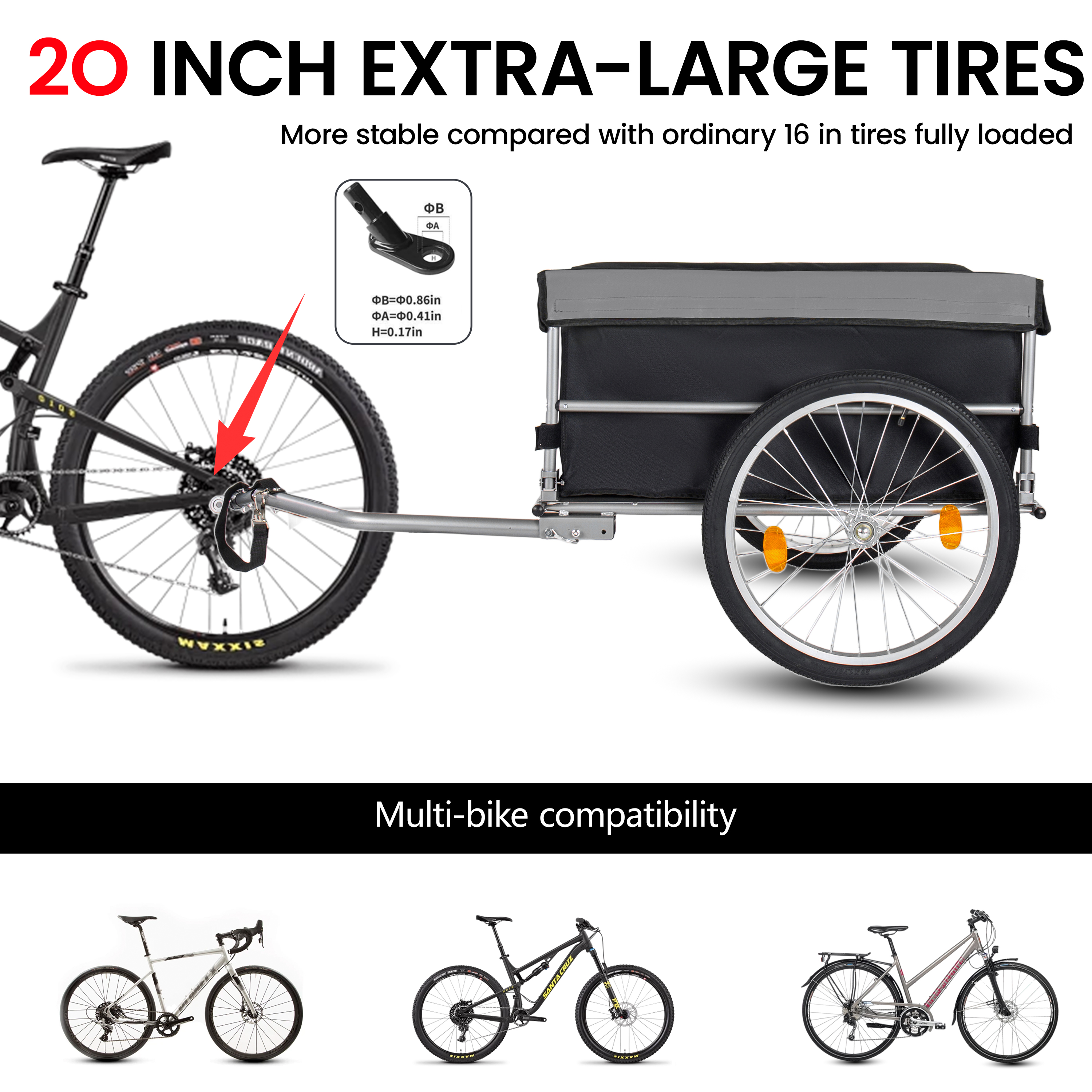 Foldable Bike Cargo Trailer With Removable Cover