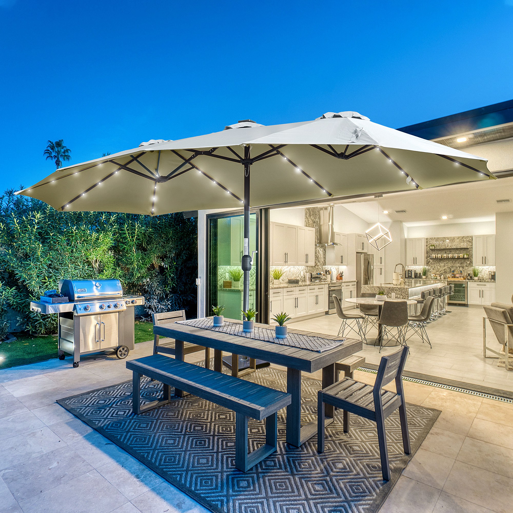 LED Solar Sonnenschirm Gartenschirm