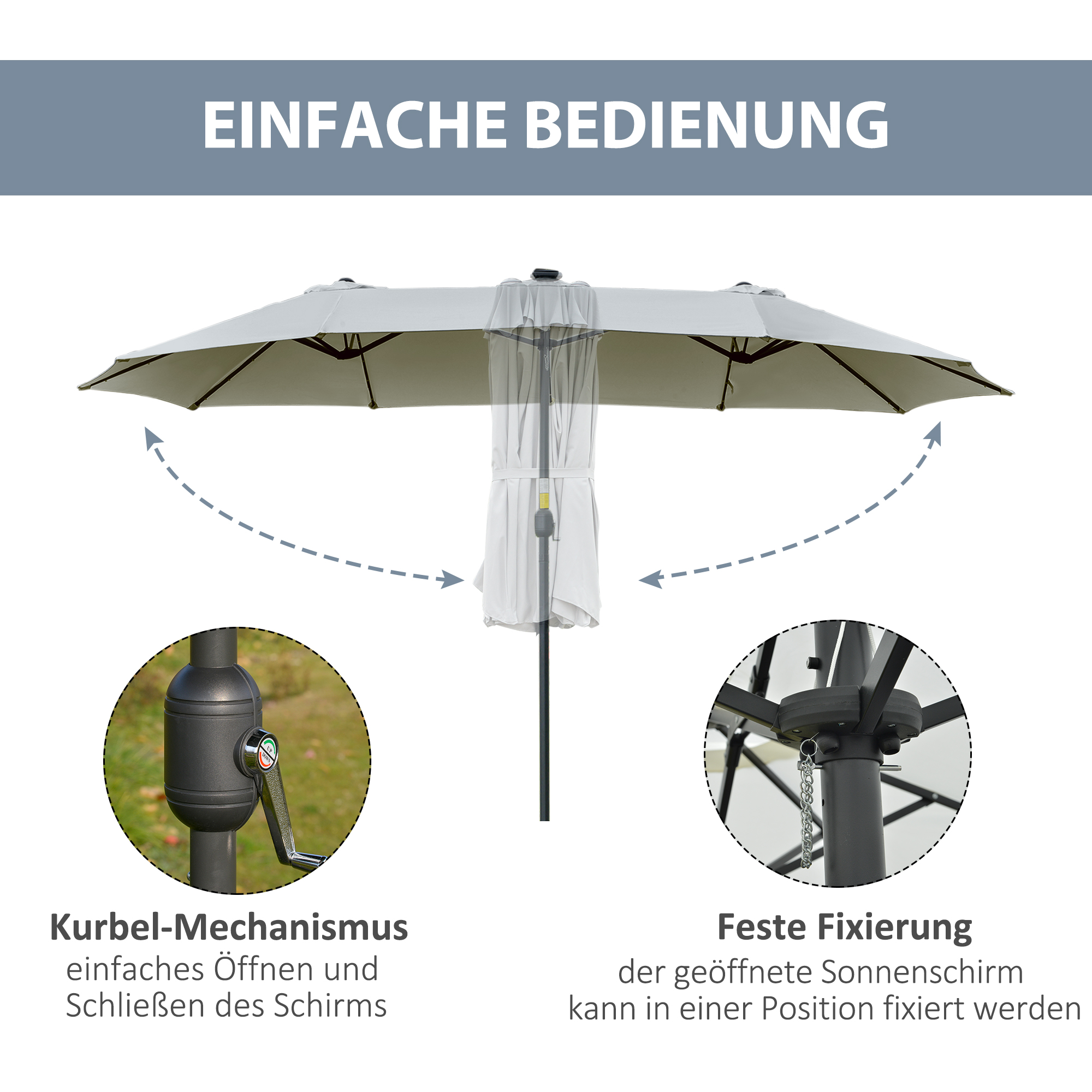LED Solar Sonnenschirm Gartenschirm