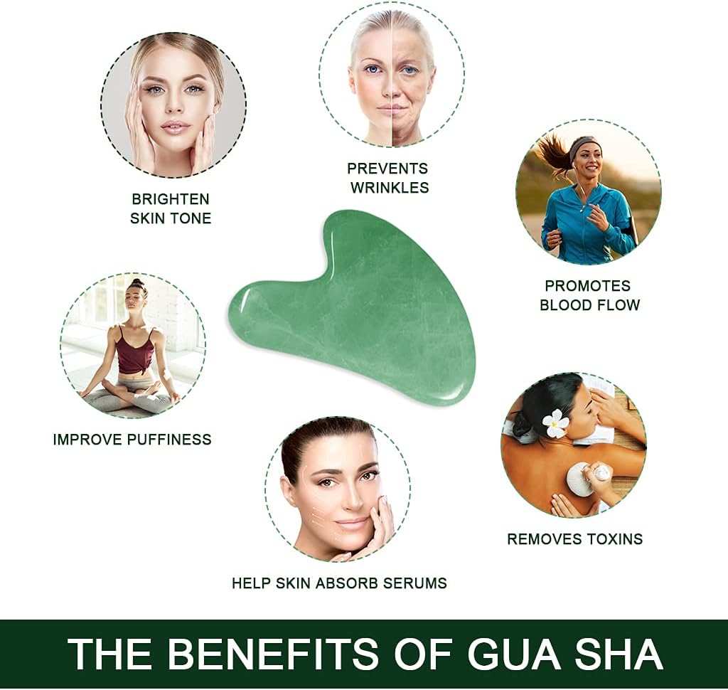 Gua Sha Massage Tool Set With Rosehip Oil