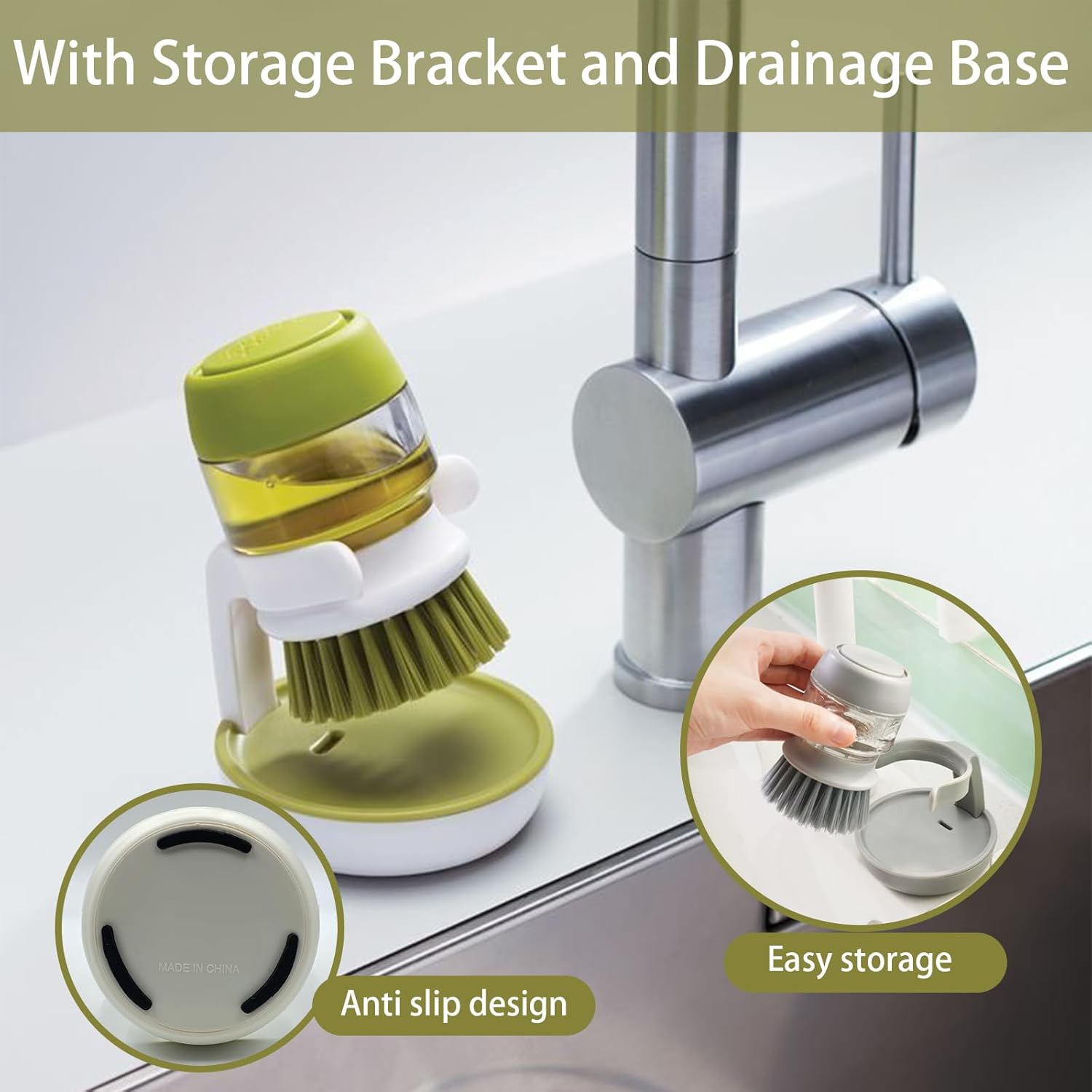 Soap Dispenser With Storage Bracket And Drainage