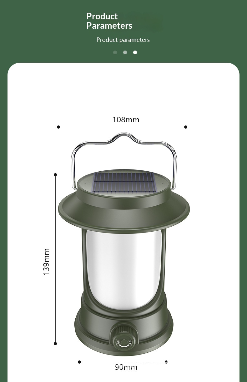 Rechargeable Solar Camping Light For Outdoor Camping