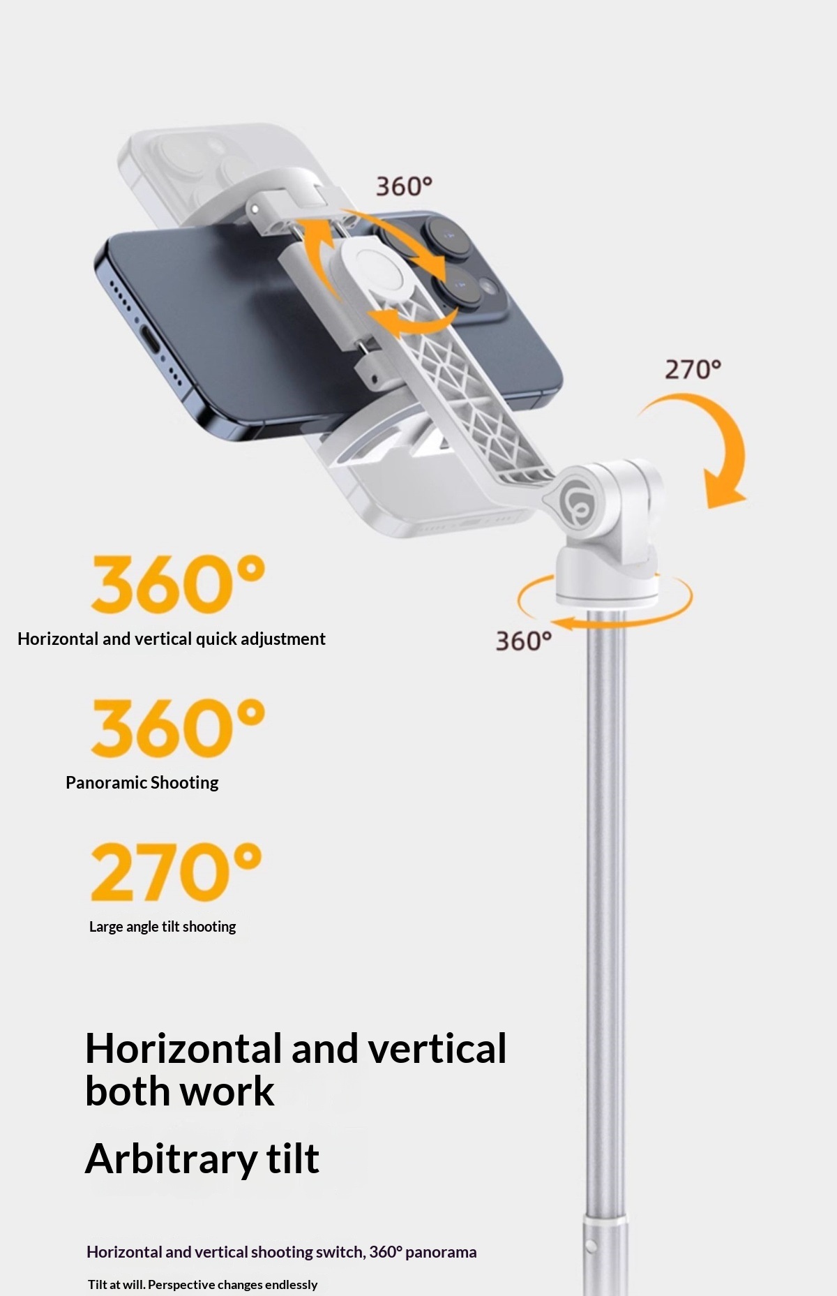 Top-down Shot Phone Selfie Stick Magnetic Phone Holder