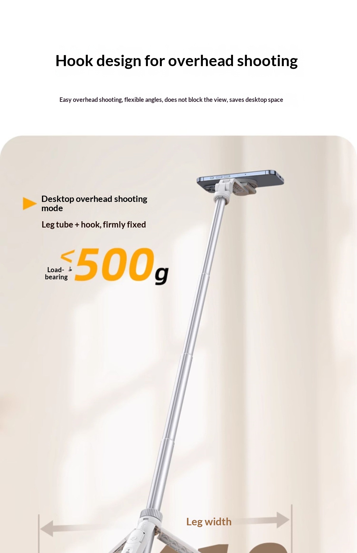 Top-down Shot Phone Selfie Stick Magnetic Phone Holder