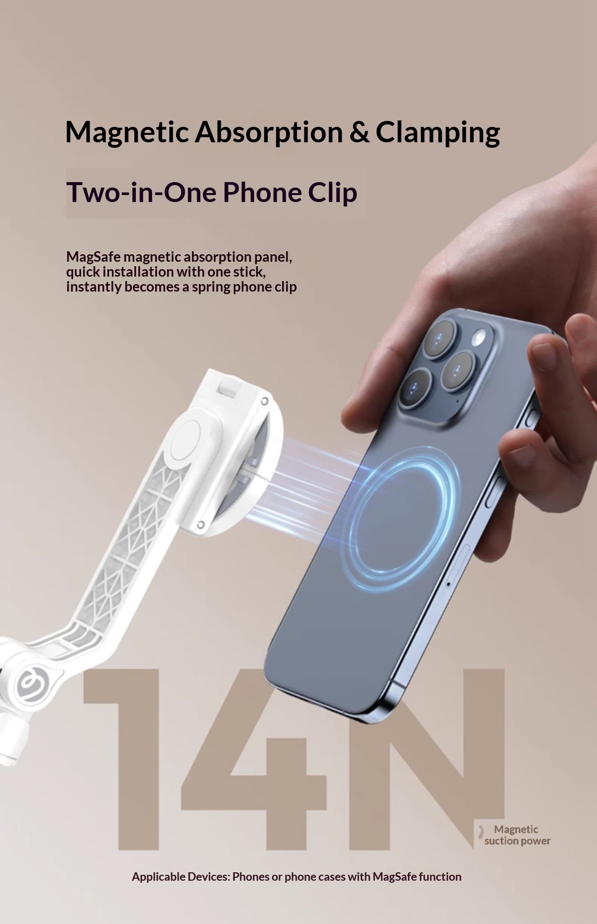 Top-down Shot Phone Selfie Stick Magnetic Phone Holder