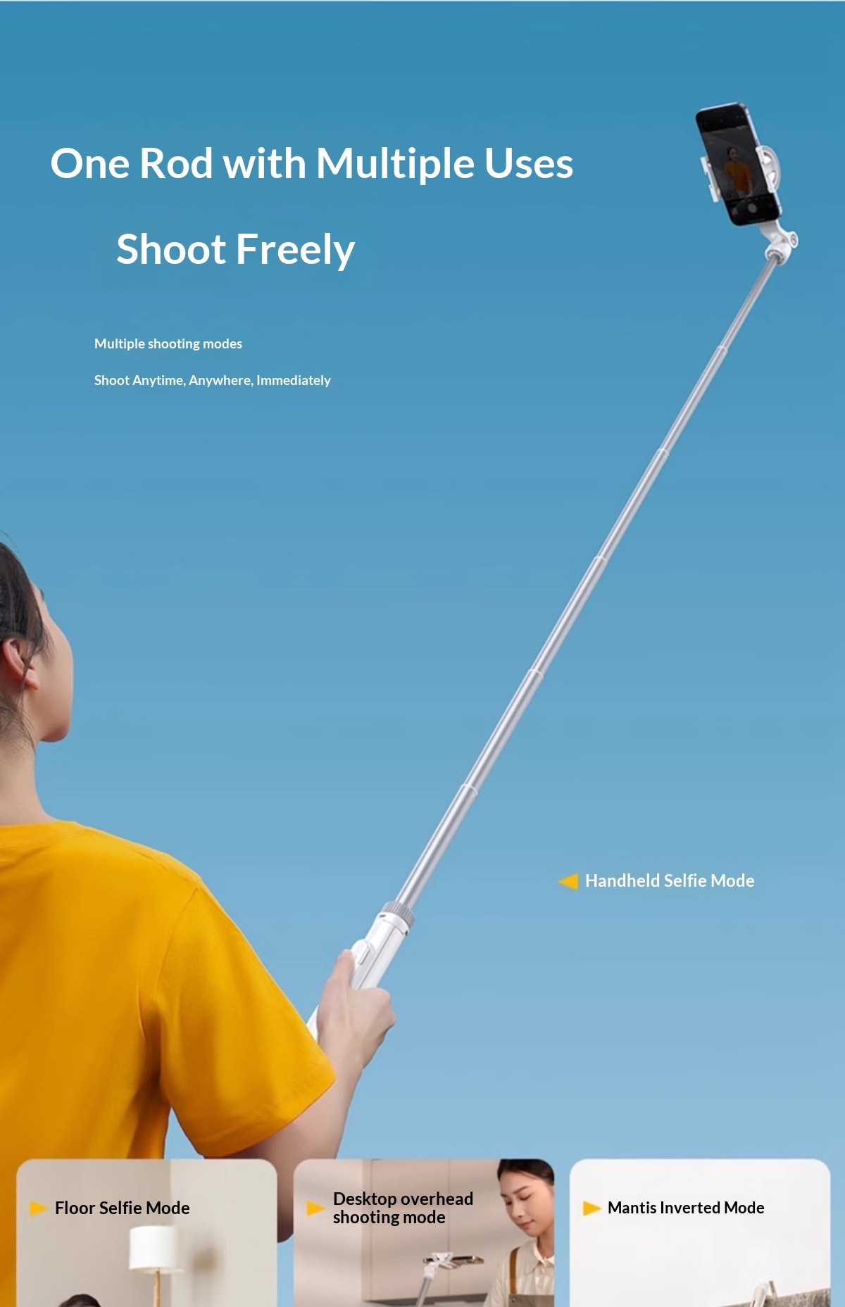 Top-down Shot Phone Selfie Stick Magnetic Phone Holder