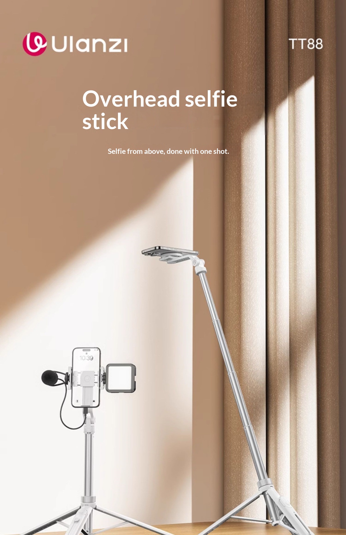 Top-down Shot Phone Selfie Stick Magnetic Phone Holder