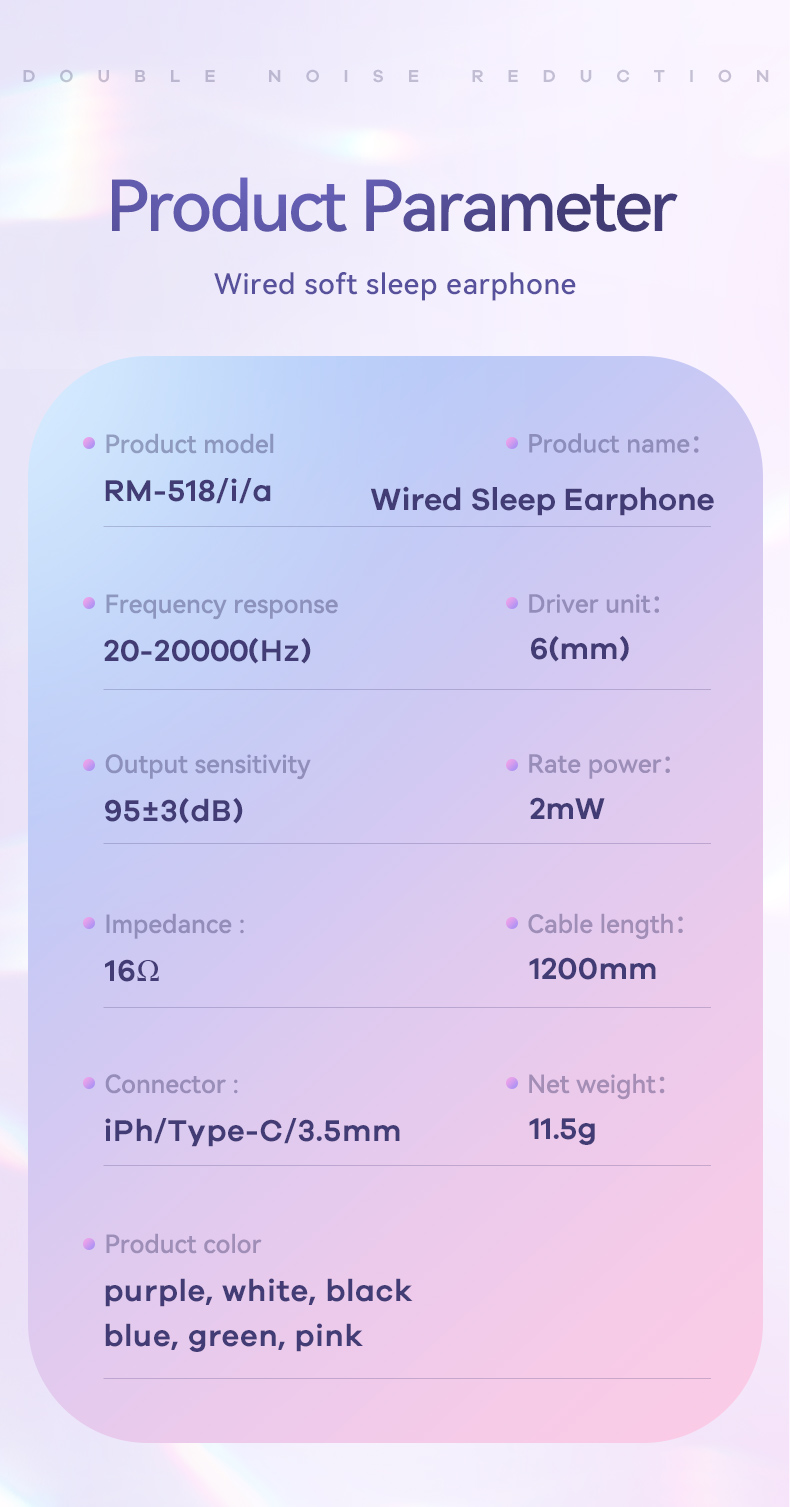 Remax Soft Sleep Earphones Wired Noise Cancelling