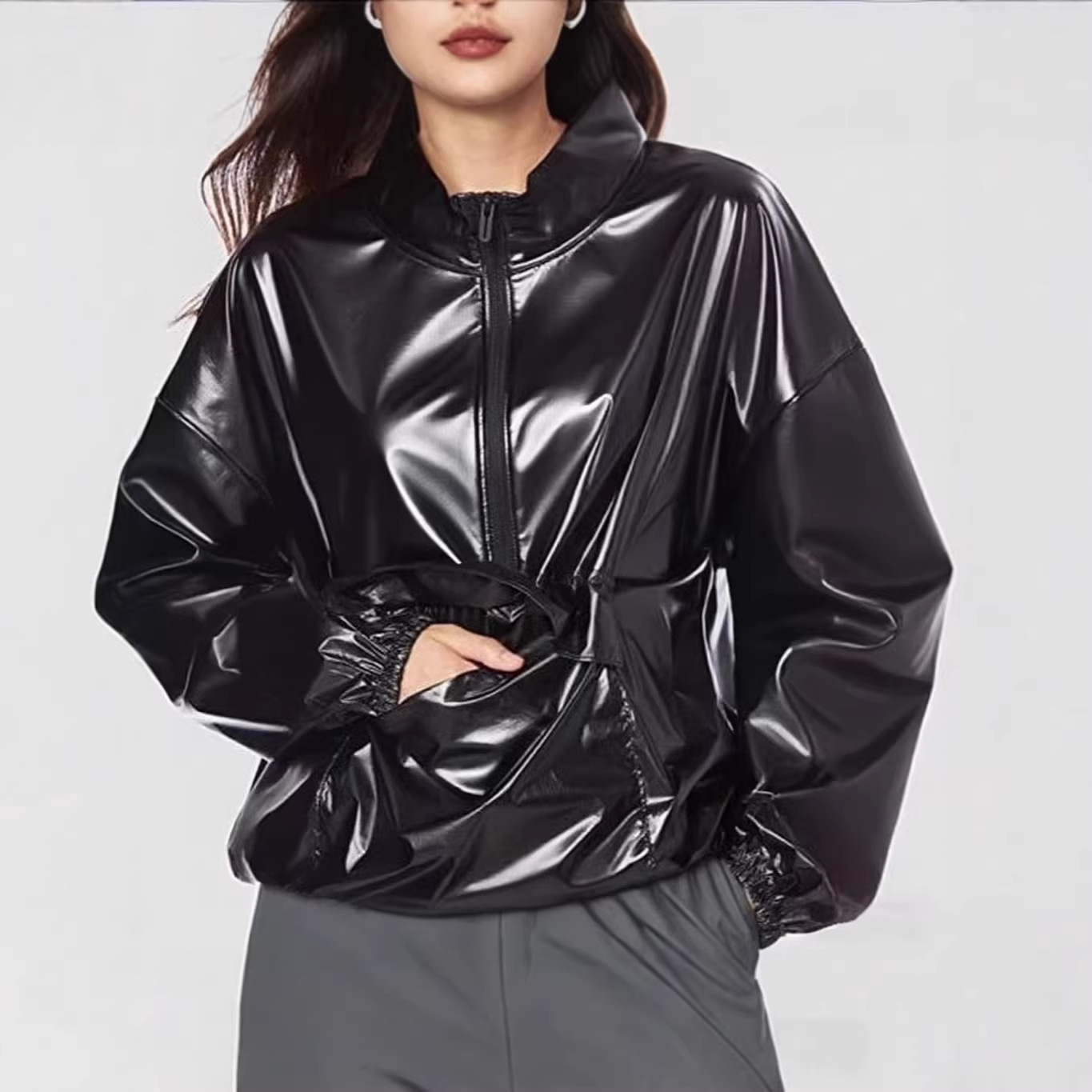 Faux Leather Hoodie