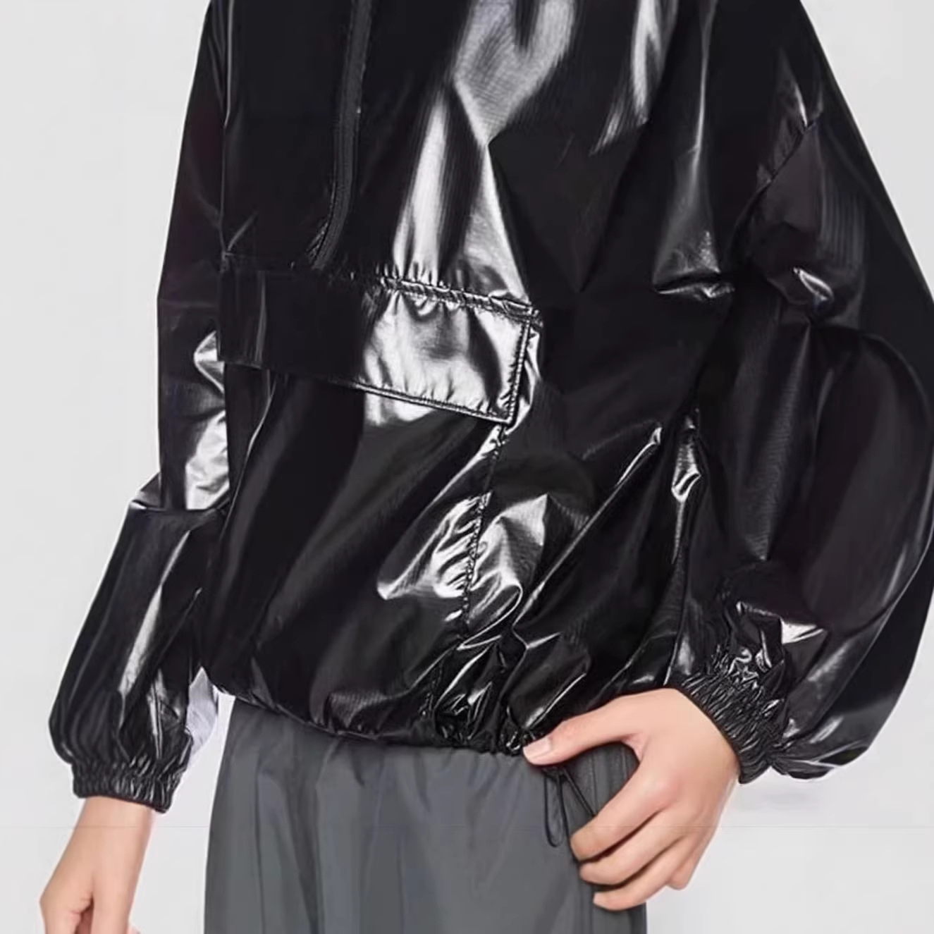 Faux Leather Hoodie